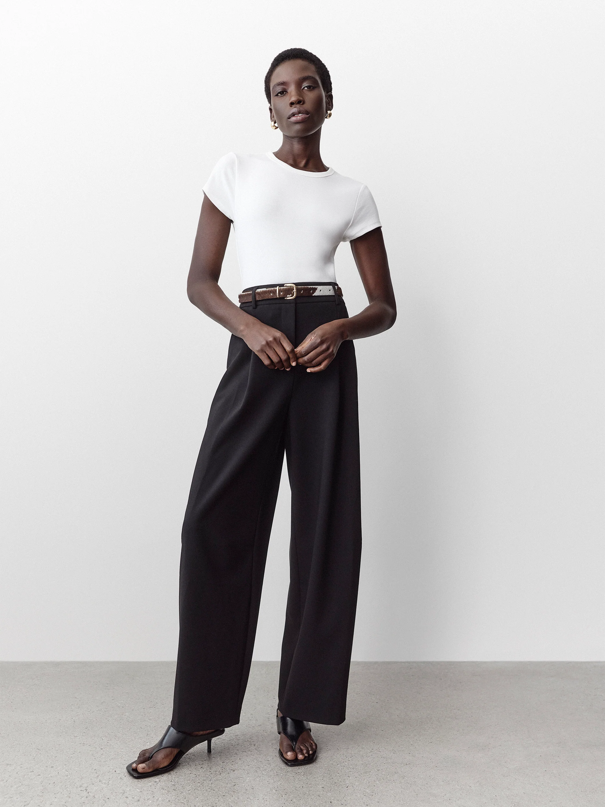 Twill High-Rise Barrel Pant