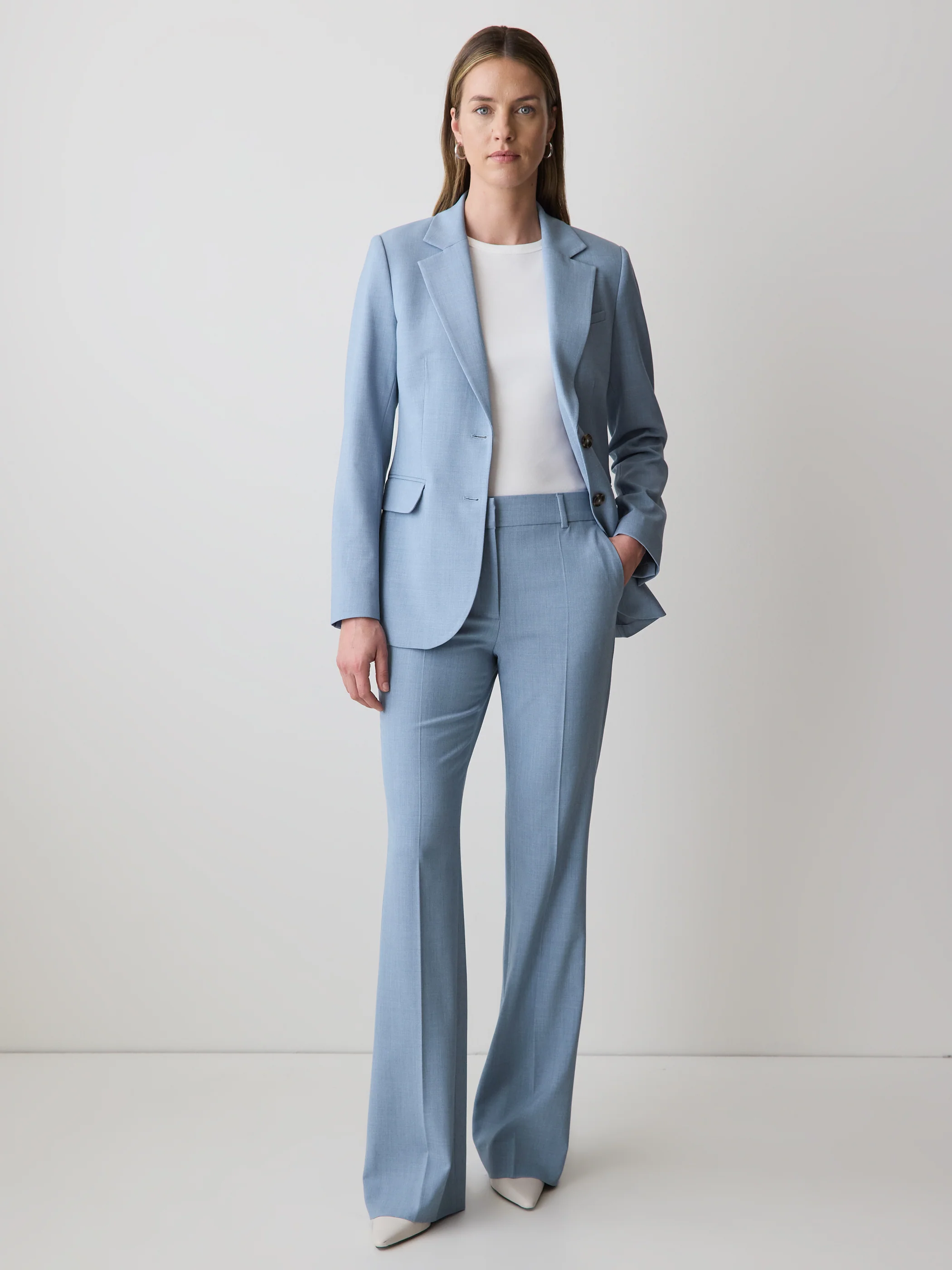 Light Blue Mid-Rise Flare-Leg Pant - Image 2
