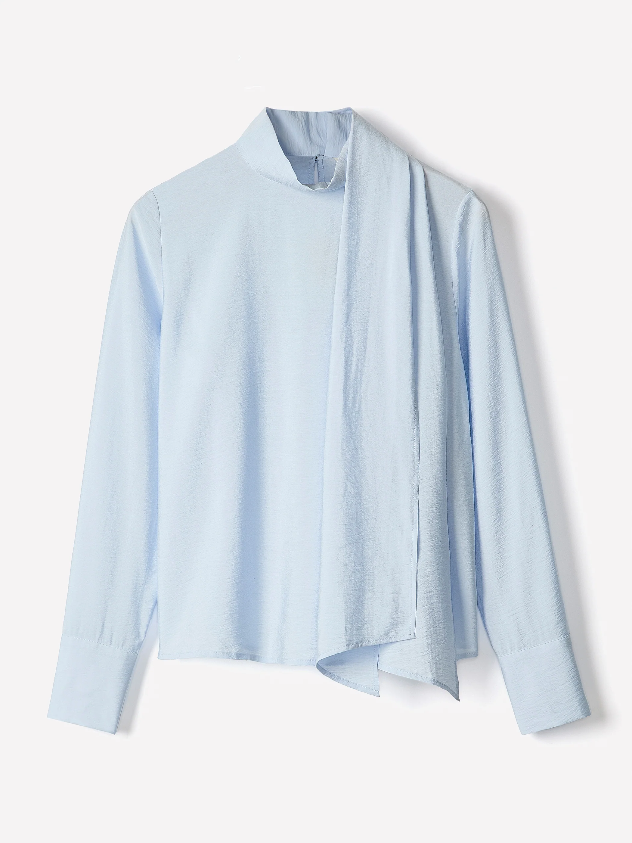 Long-Sleeve Popover Blouse with Scarf Neckline - Image 11