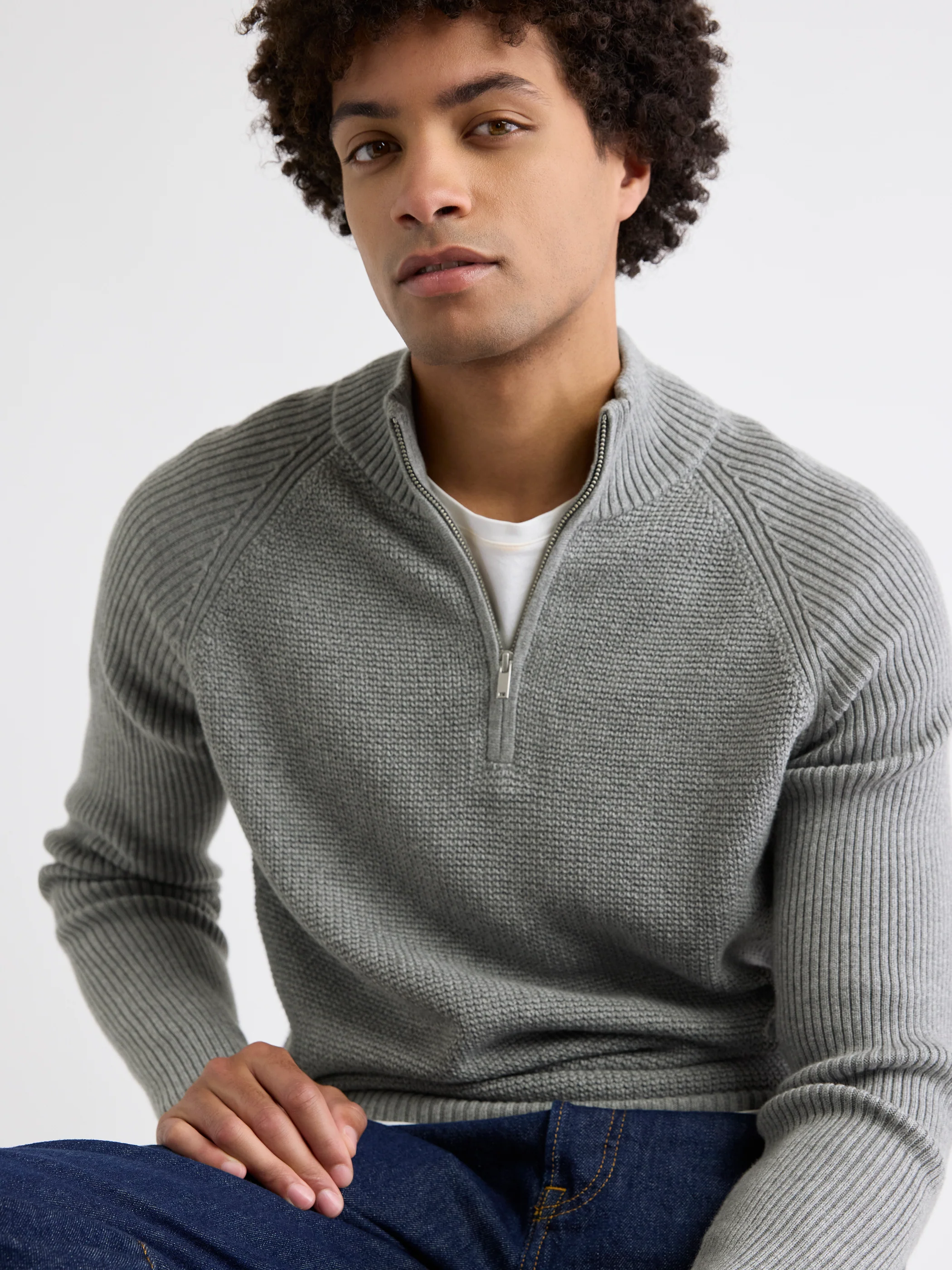 Long-Sleeve Half-Zip Mock-Neck Sweater - Image 12
