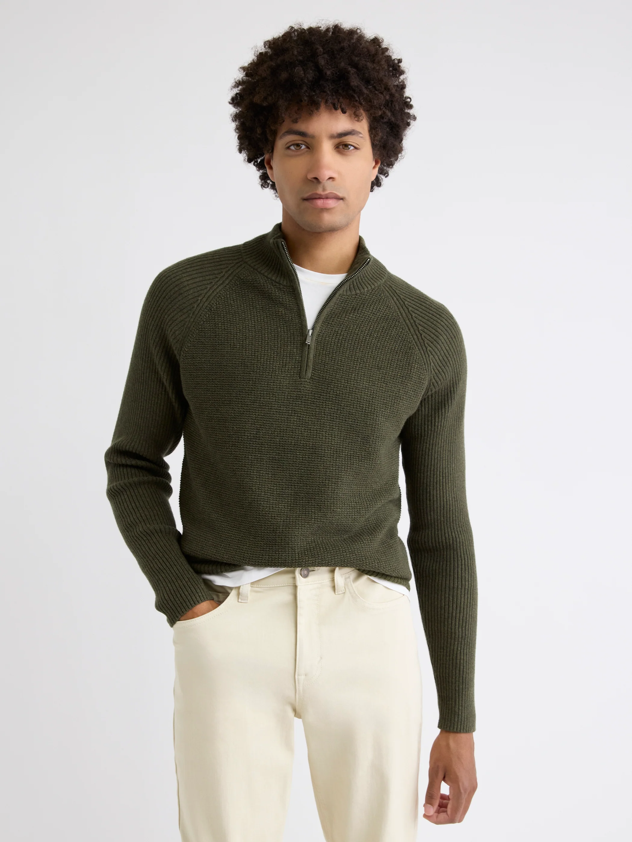 Long-Sleeve Half-Zip Mock-Neck Sweater - Image 13