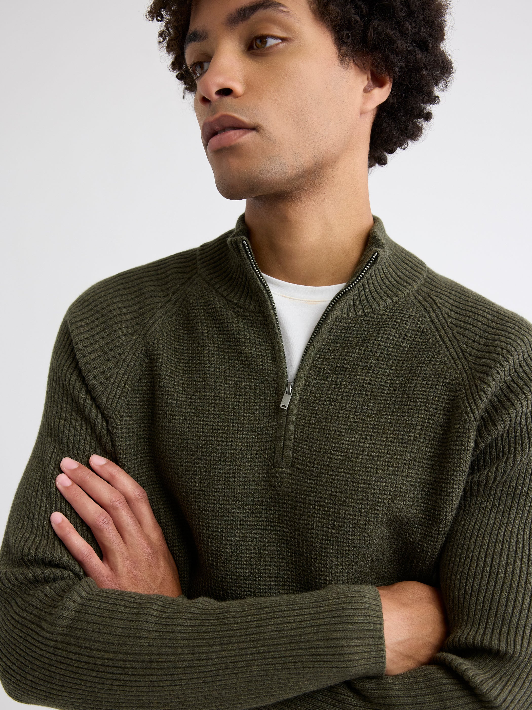 Long-Sleeve Half-Zip Mock-Neck Sweater - Image 18