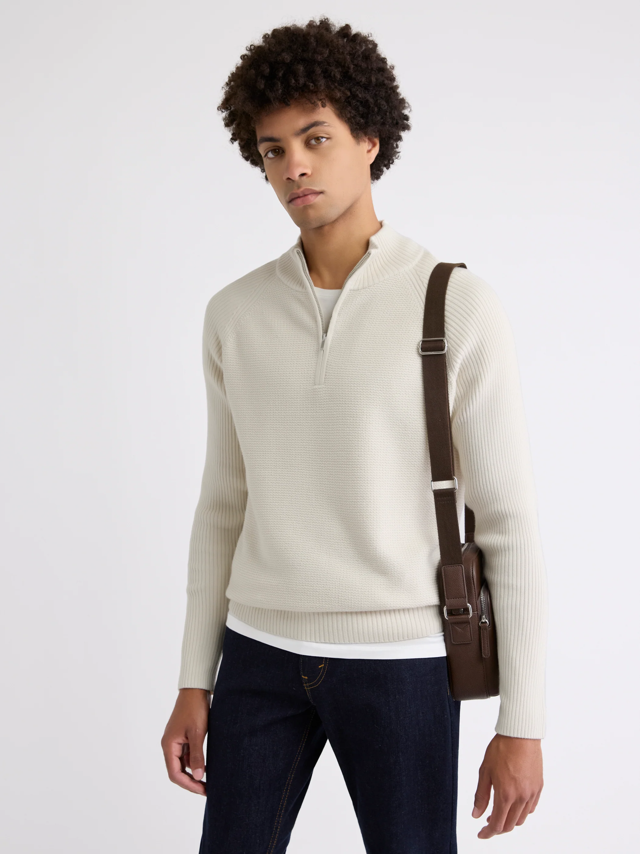 Long-Sleeve Half-Zip Mock-Neck Sweater - Image 25