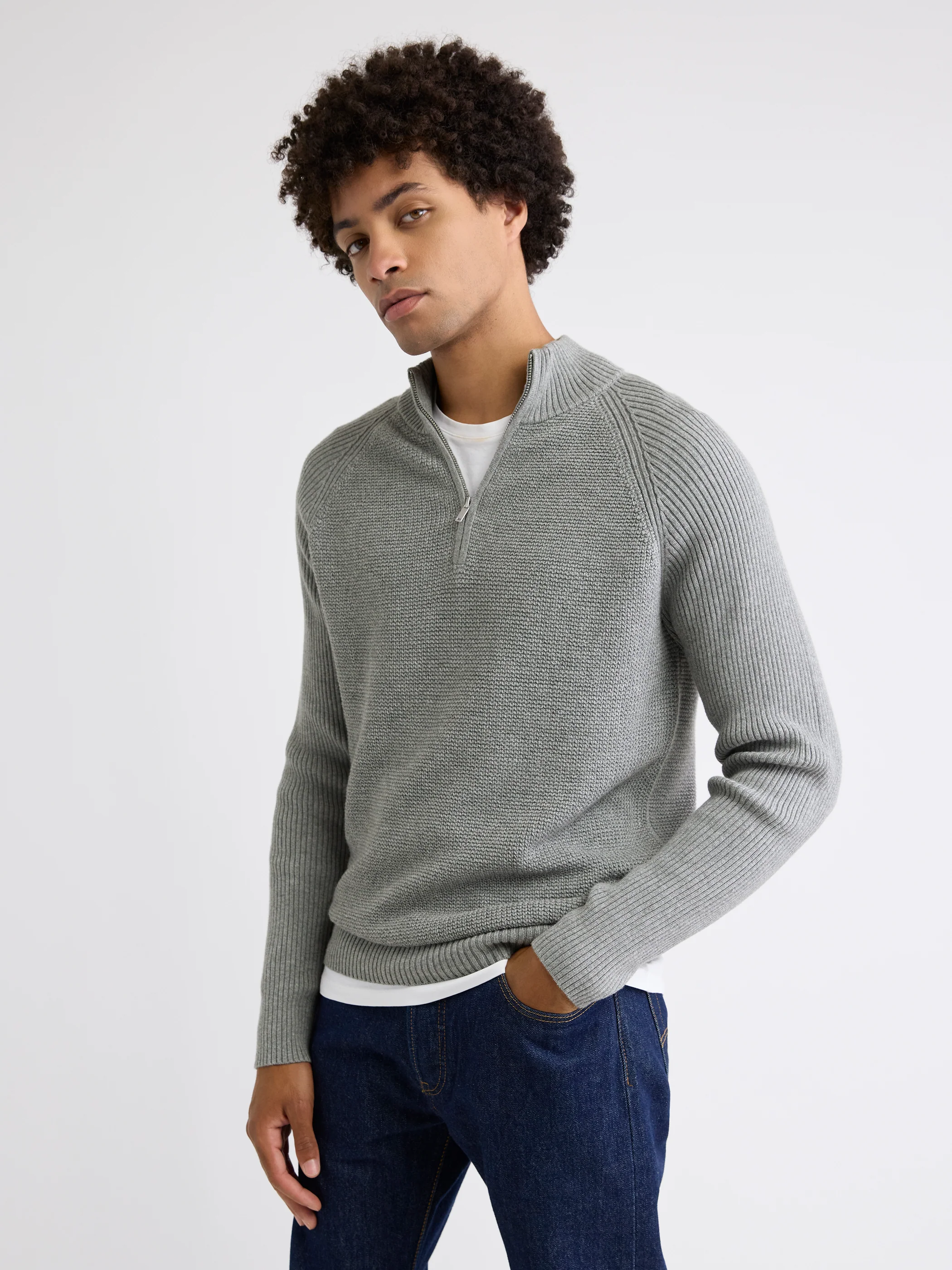 Long-Sleeve Half-Zip Mock-Neck Sweater - Image 7