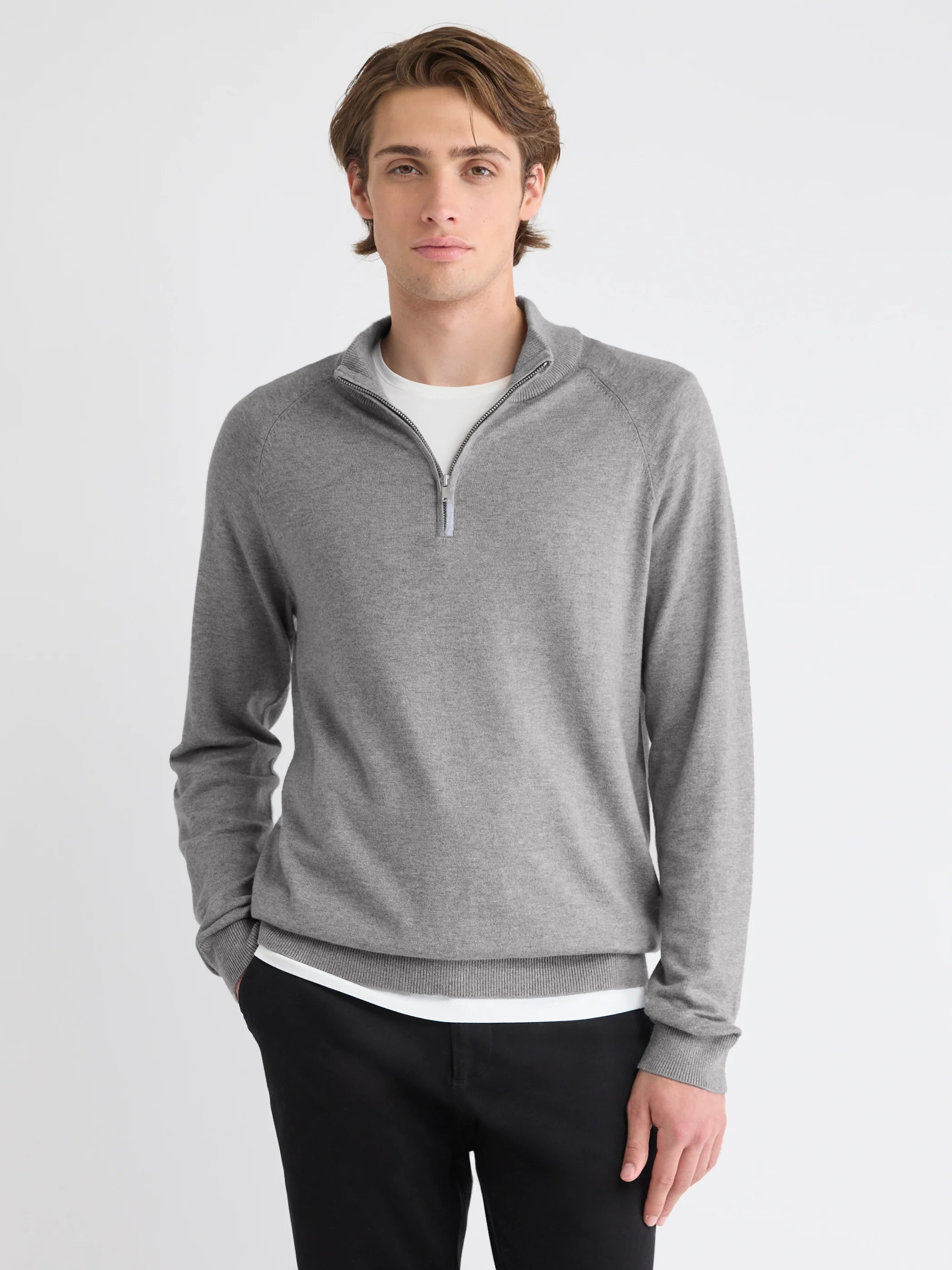 Long-Sleeve Half-Zip Mock-Neck Sweater - Image 20