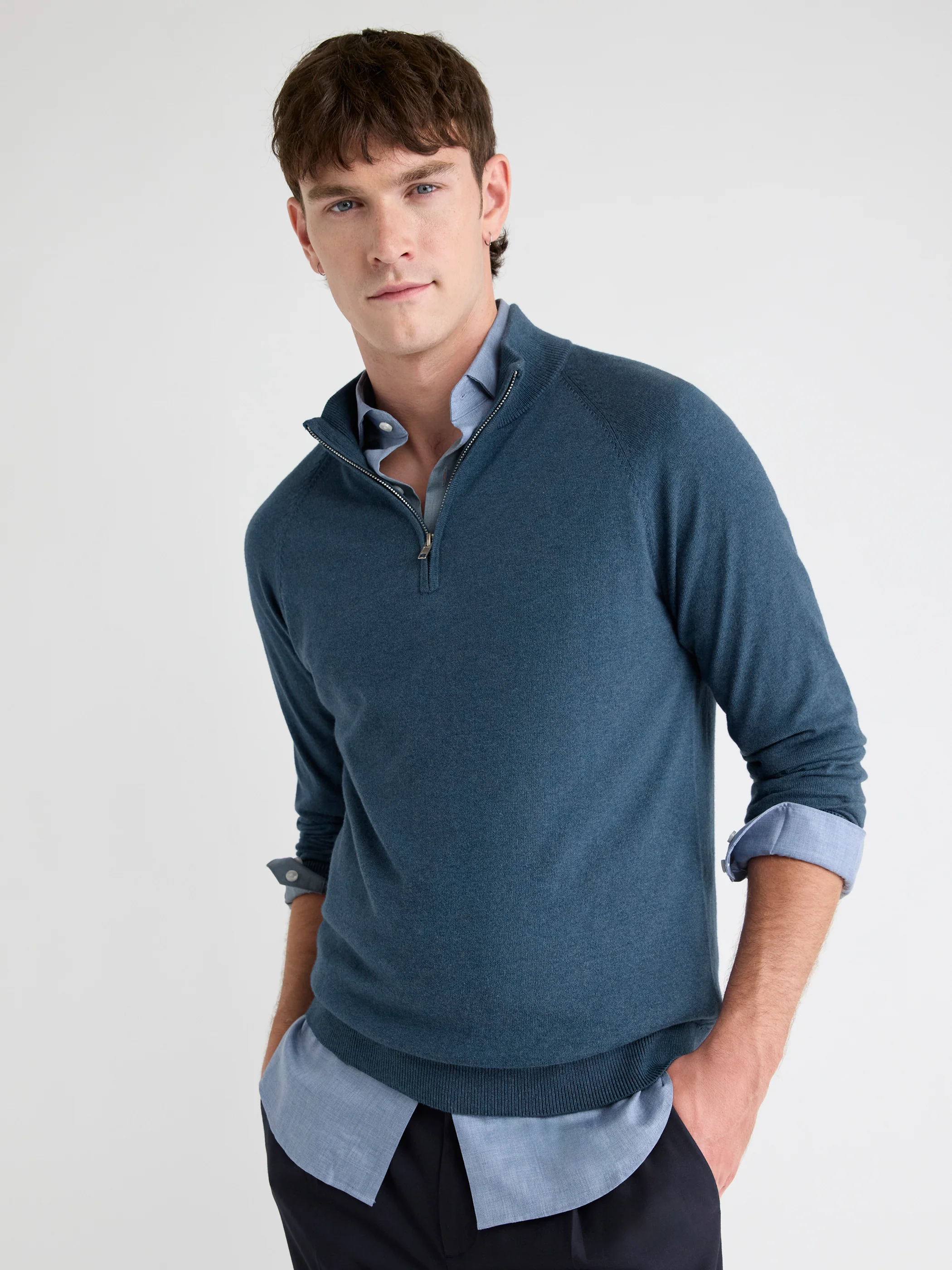 Long-Sleeve Half-Zip Mock-Neck Sweater - Image 24