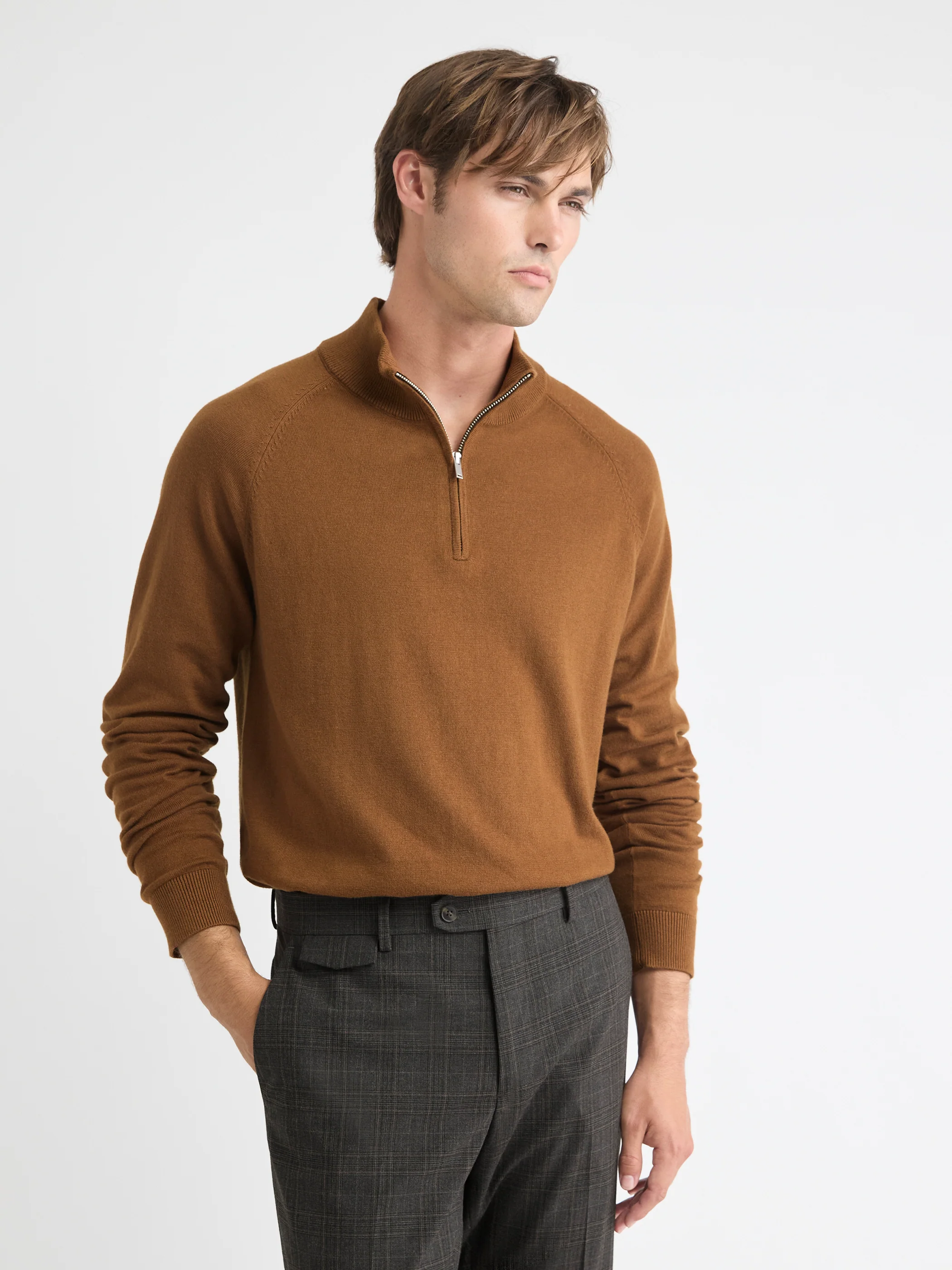 Long-Sleeve Half-Zip Mock-Neck Sweater - Image 36