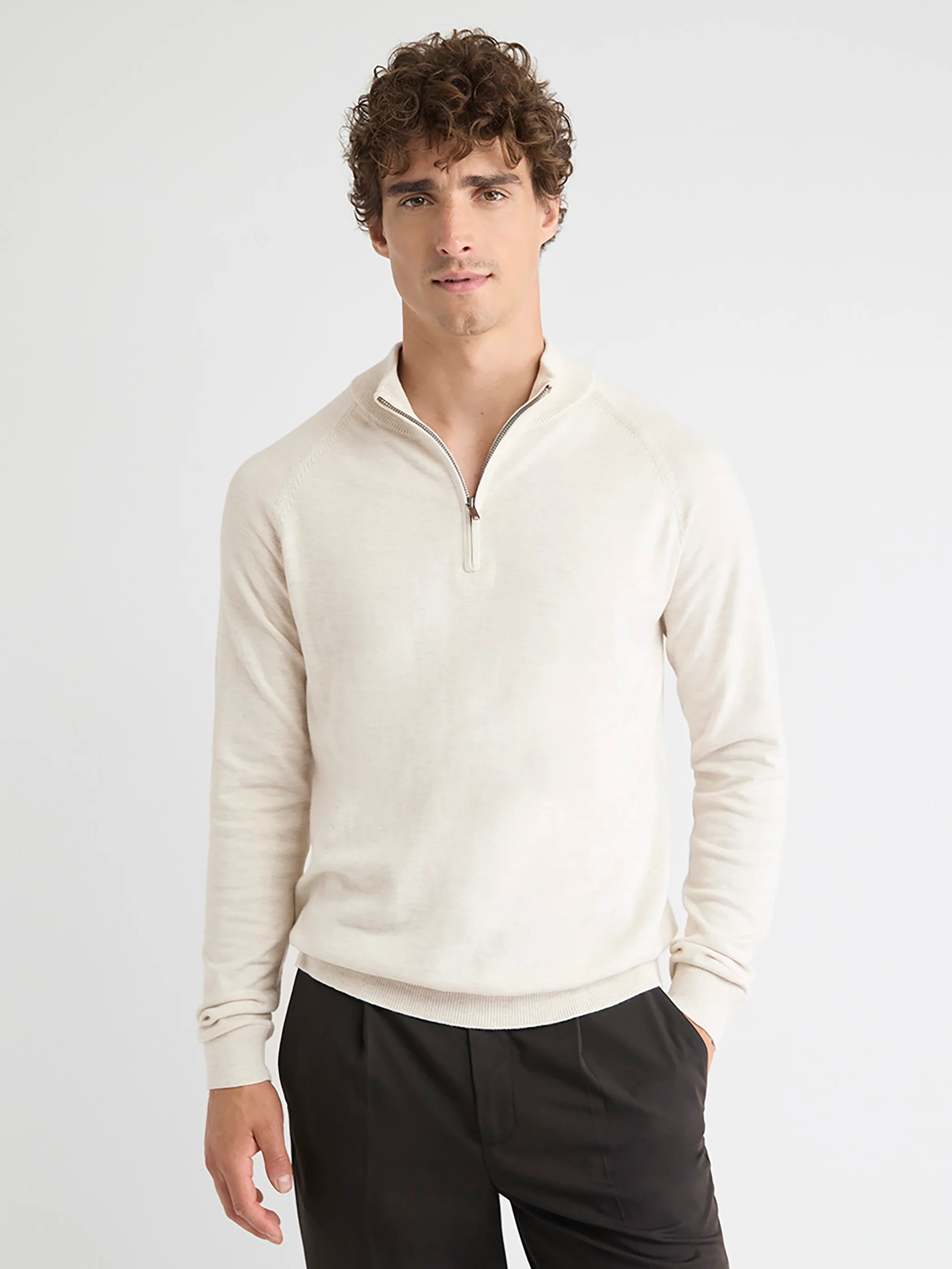 Long-Sleeve Half-Zip Mock-Neck Sweater - Image 5