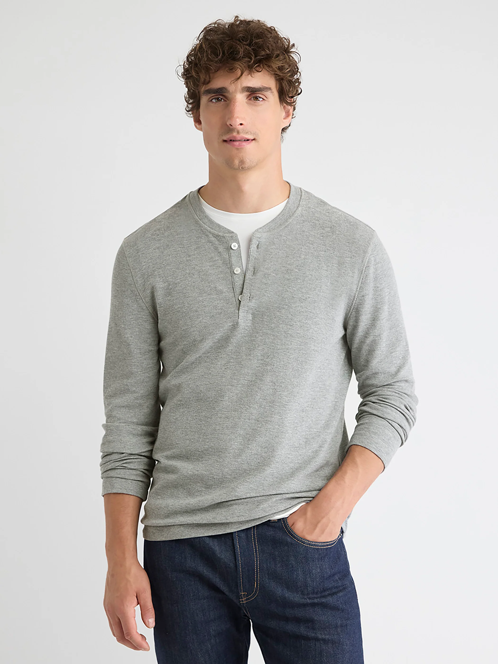 Long-Sleeve Henley Waffled Tee - Image 13