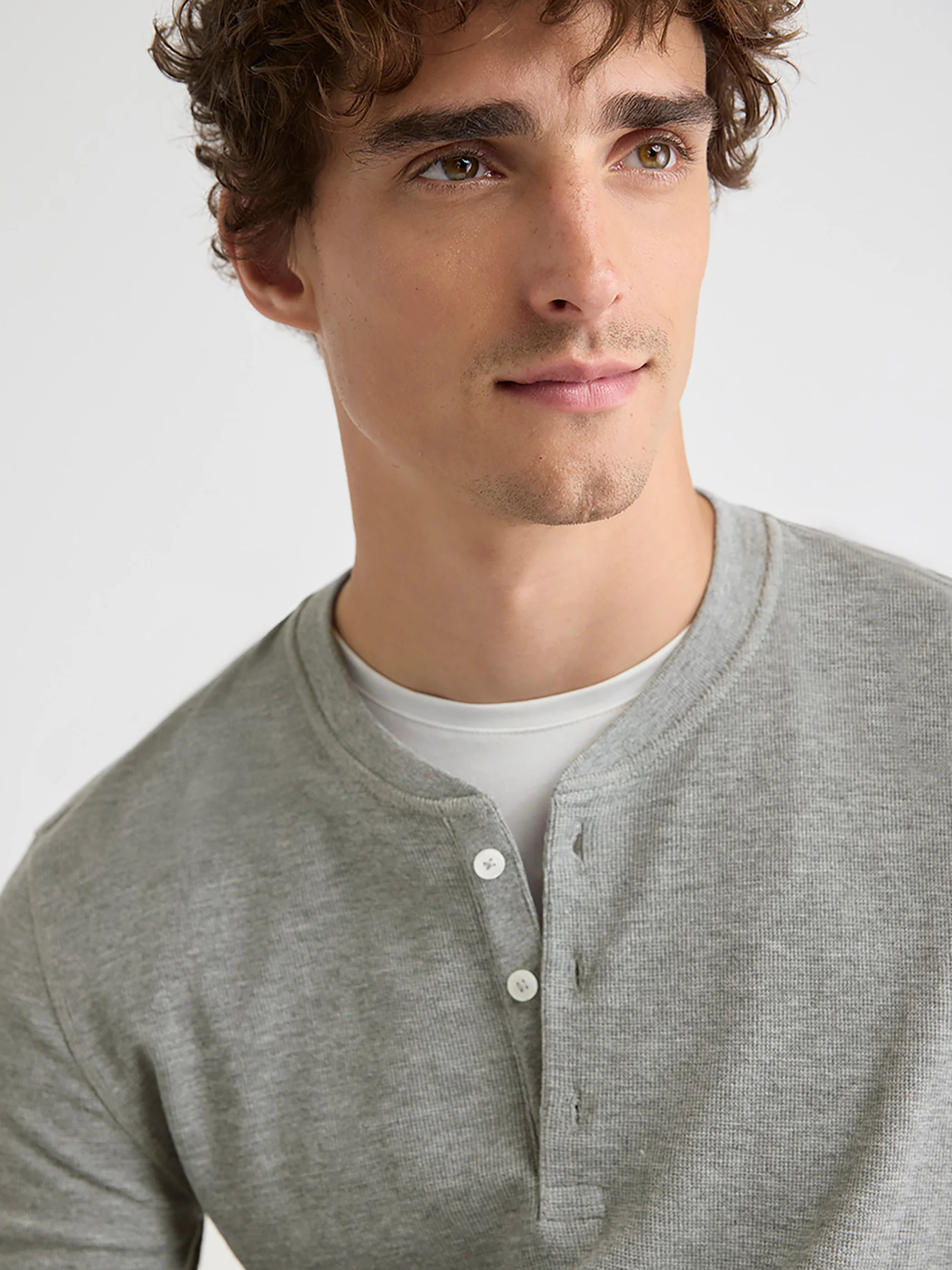 Long-Sleeve Henley Waffled Tee - Image 18