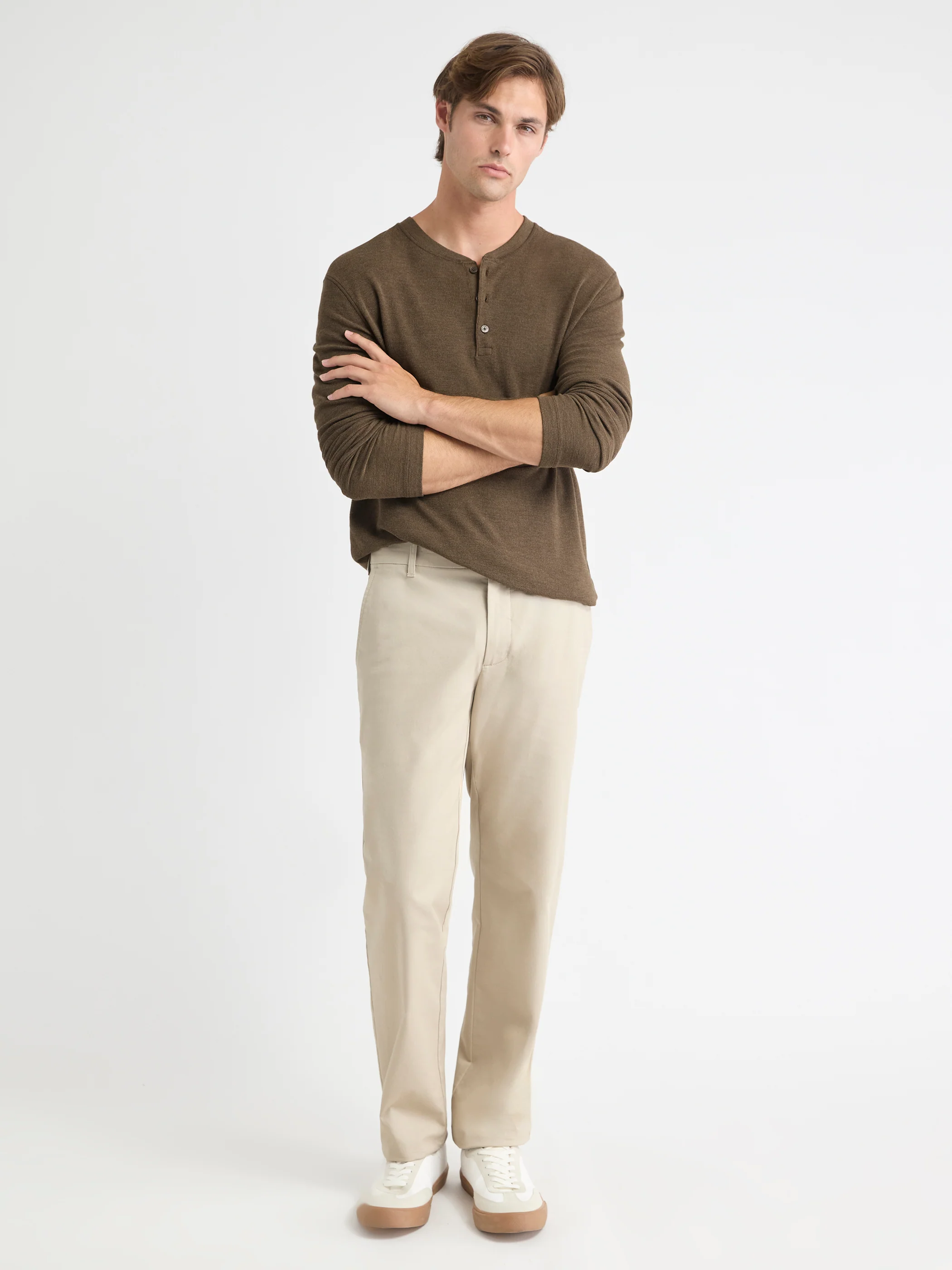 Long-Sleeve Henley Waffled Tee - Image 20