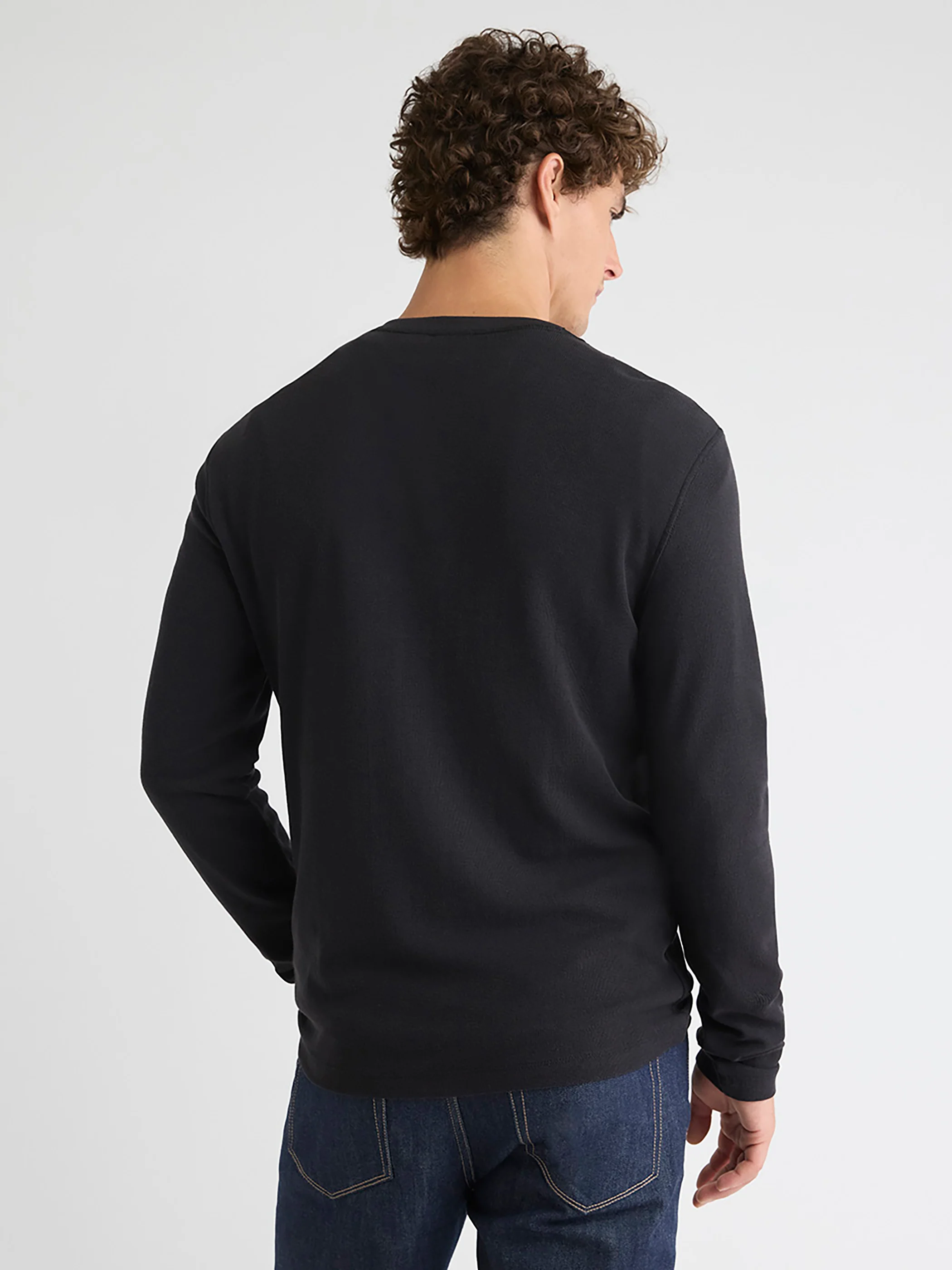 Long-Sleeve Henley Waffled Tee - Image 3