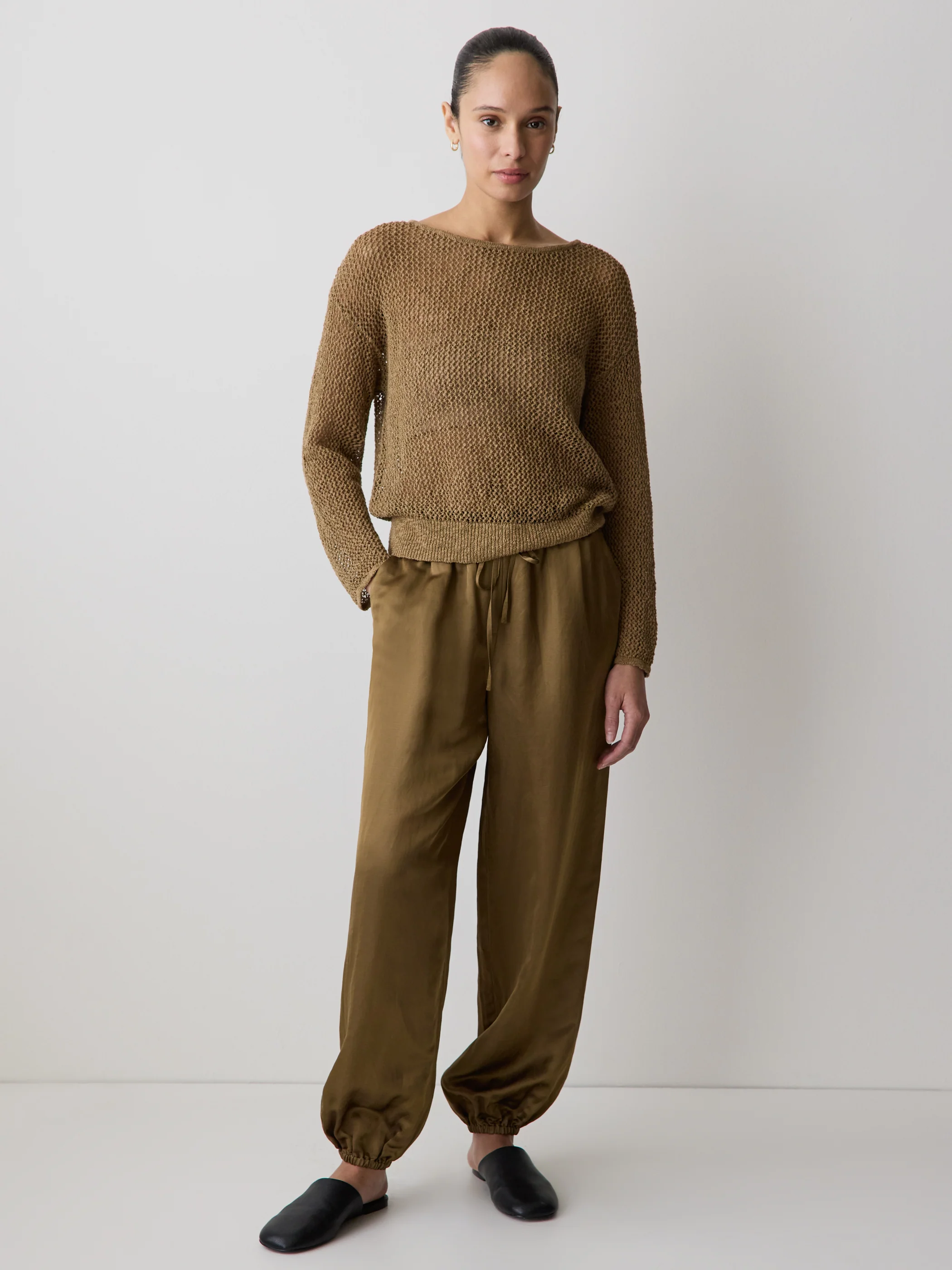 Long-Sleeve Crew-Neck Mesh Sweater - Image 5