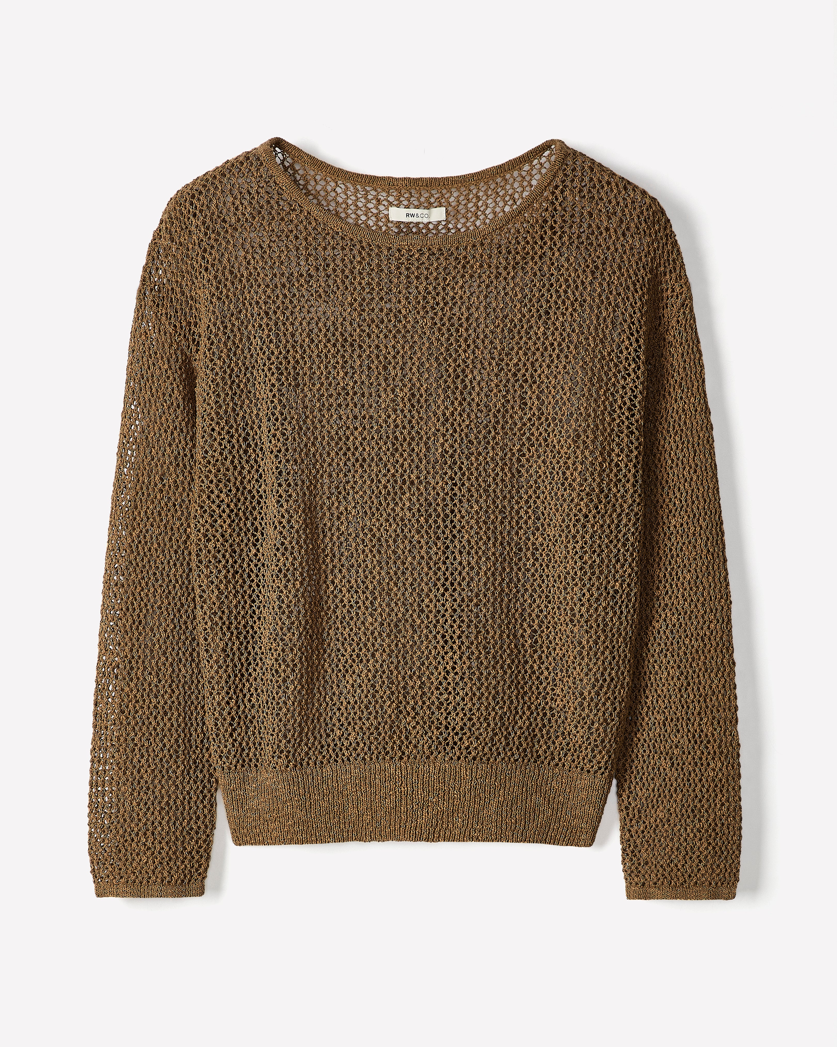 Long-Sleeve Crew-Neck Mesh Sweater - Image 8