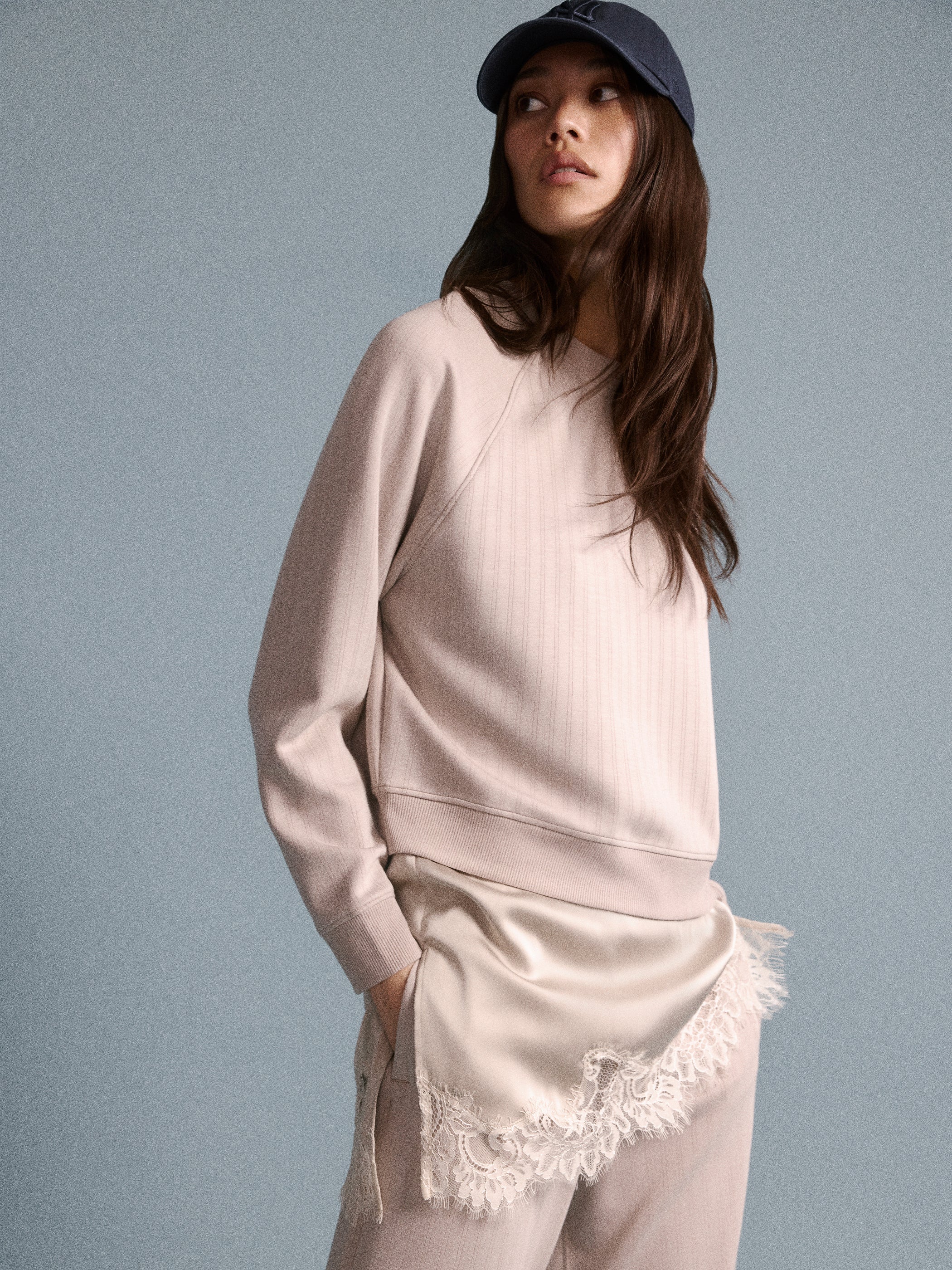 Long-Raglan-Sleeve Crew-Neck Top