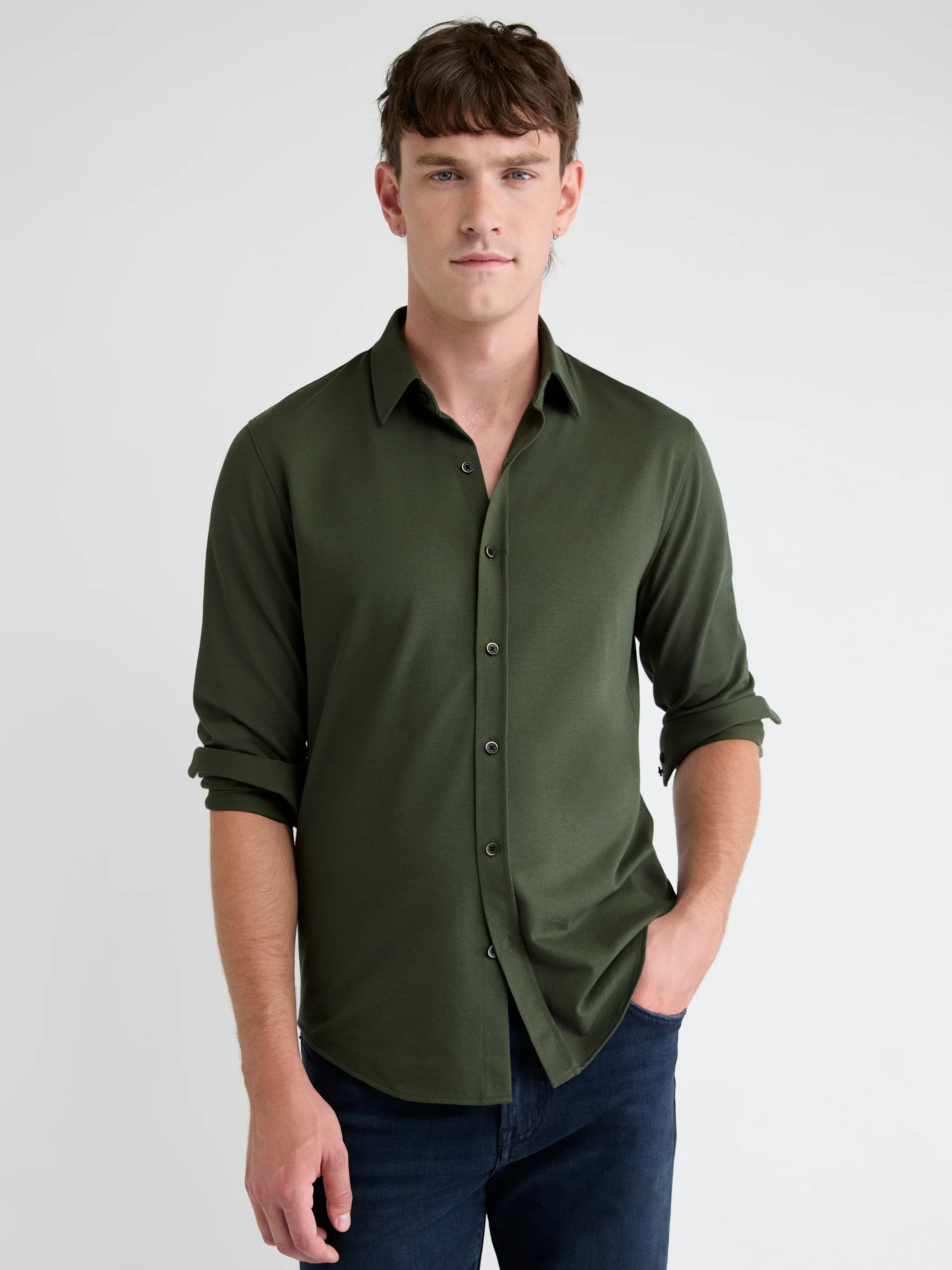 Long-Sleeve Piqué-Knit Shirt - Image 12