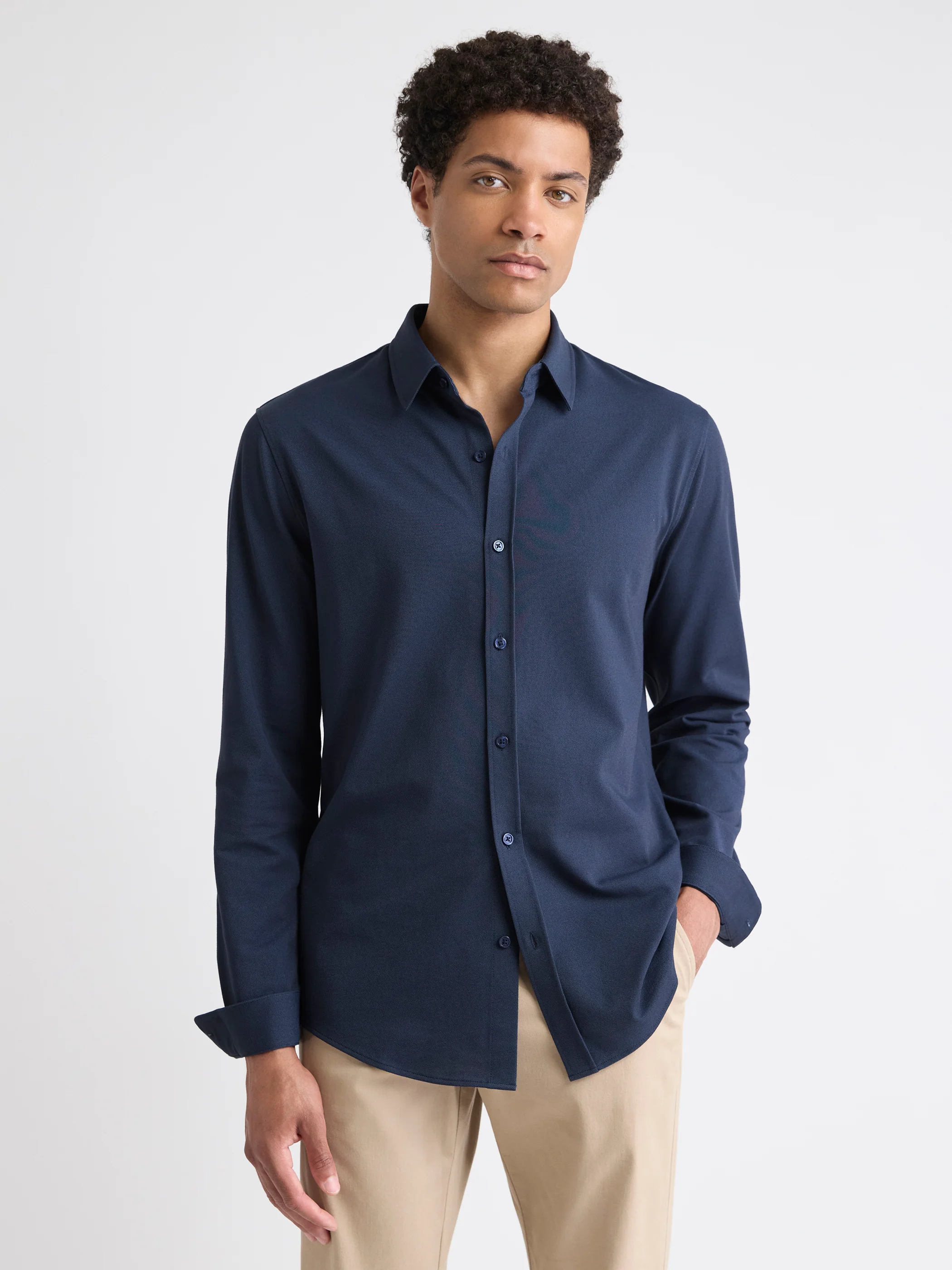 Long-Sleeve Piqué-Knit Shirt - Image 17