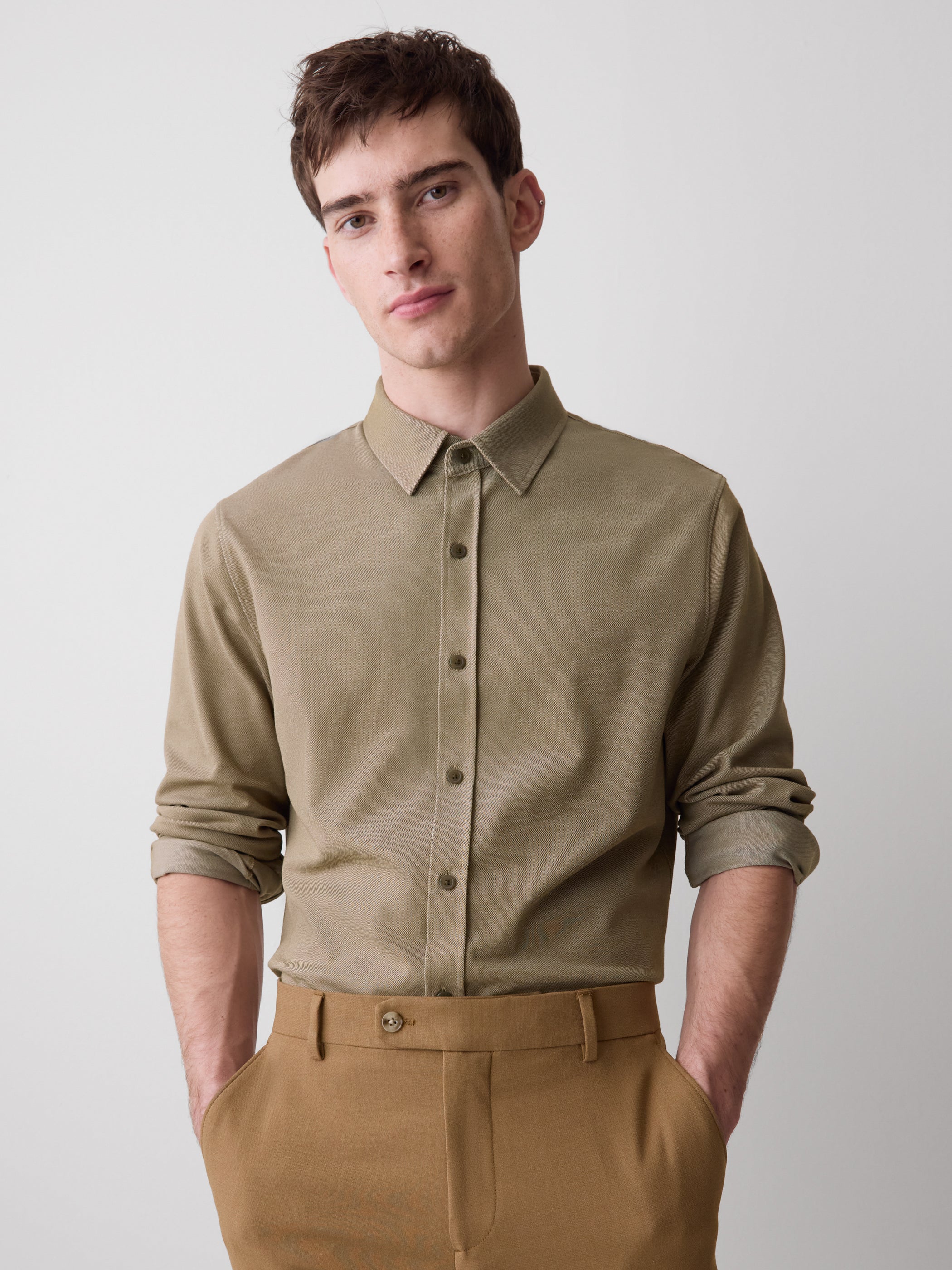 Long-Sleeve Piqué-Knit Shirt - Image 20