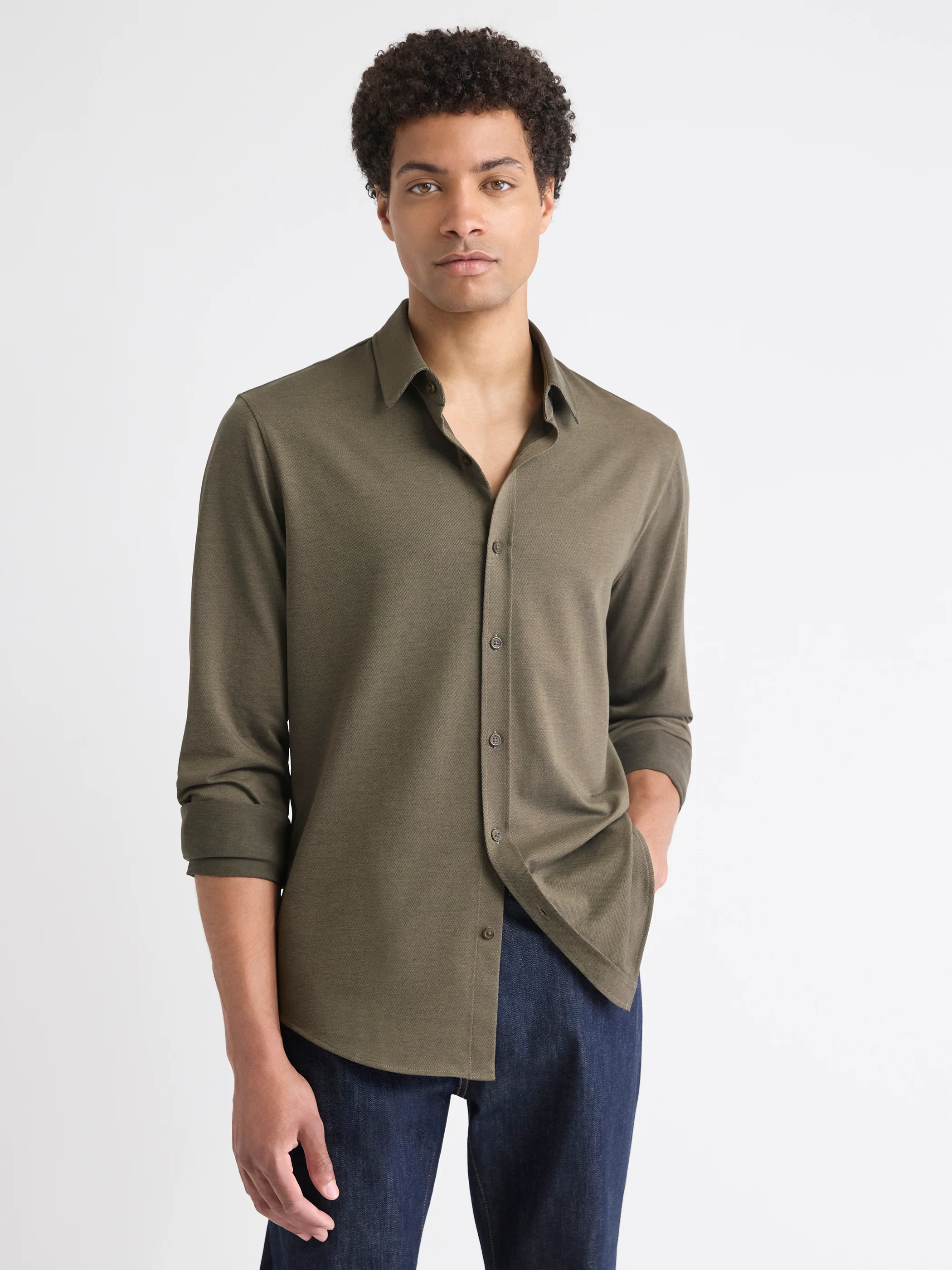 Long-Sleeve Piqué-Knit Shirt - Image 9