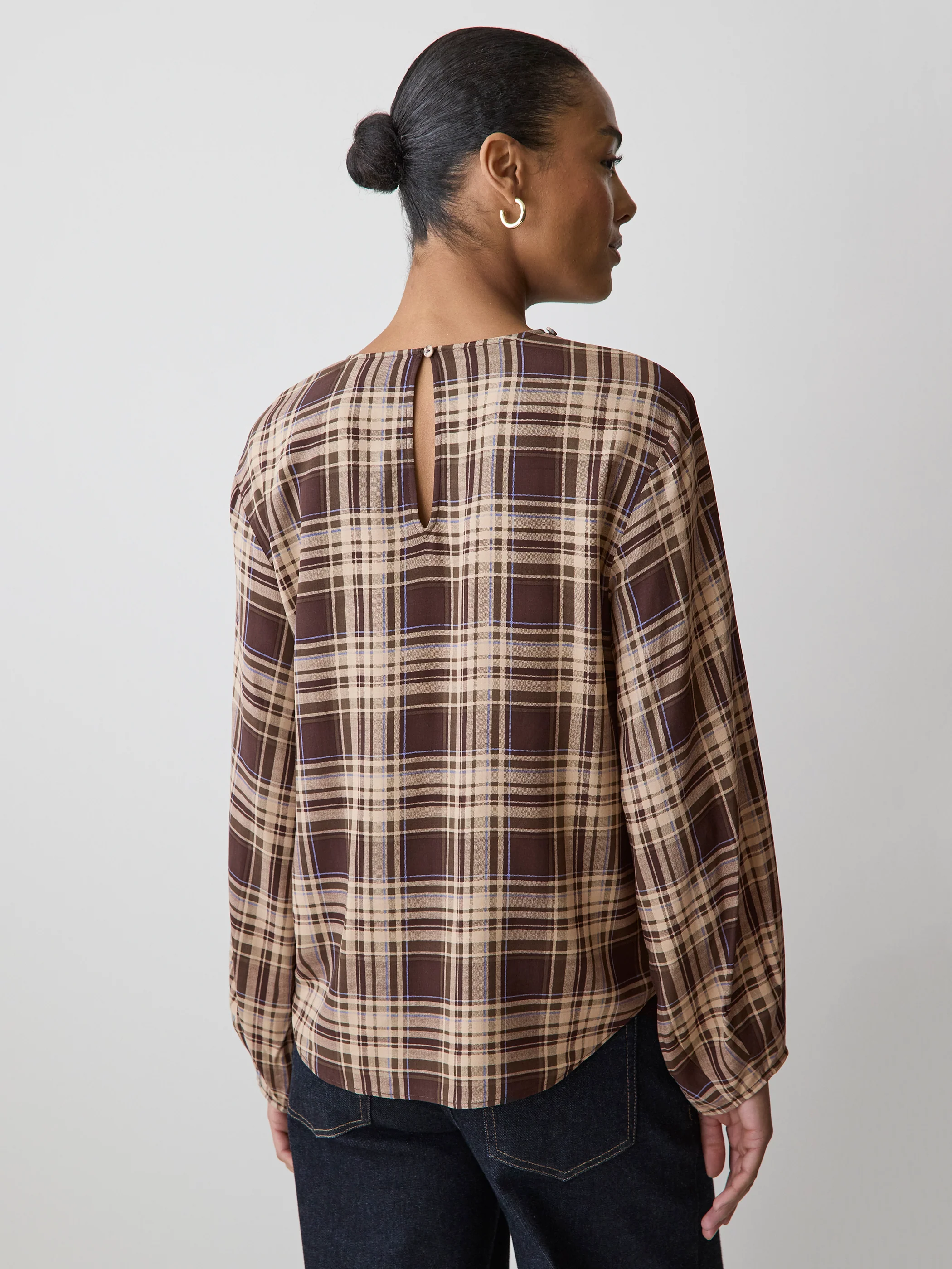 Long-Sleeve Popover Blouse with Scarf Neckline - Image 10
