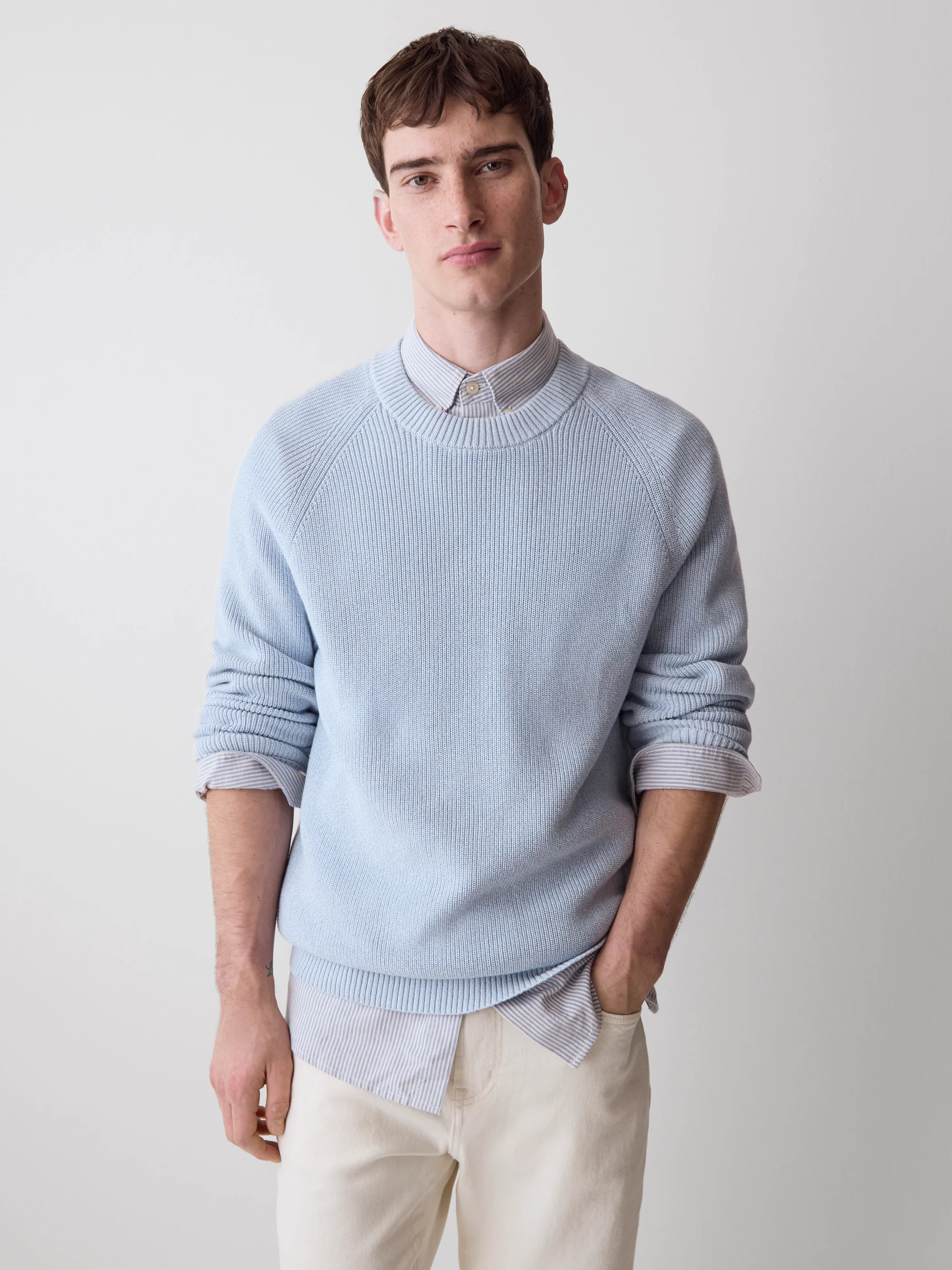Long-Sleeve Sweater with Shaker Stitches