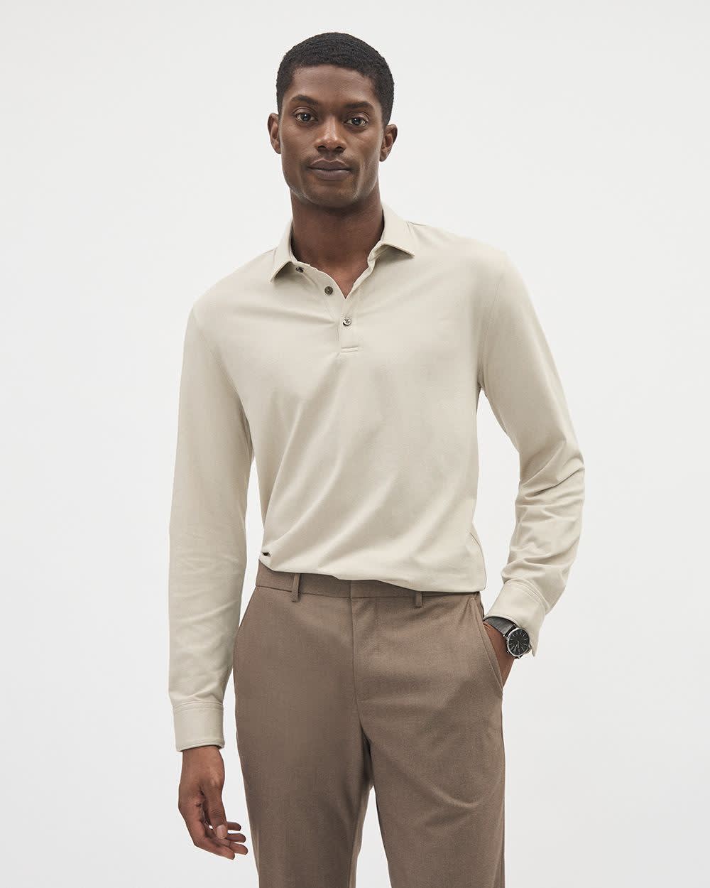 Long-Sleeve Supima (R) Cotton Jersey Polo - Image 12