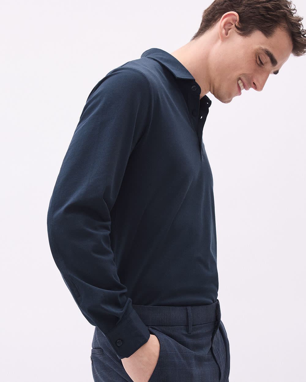 Long-Sleeve Supima (R) Cotton Jersey Polo - Image 5