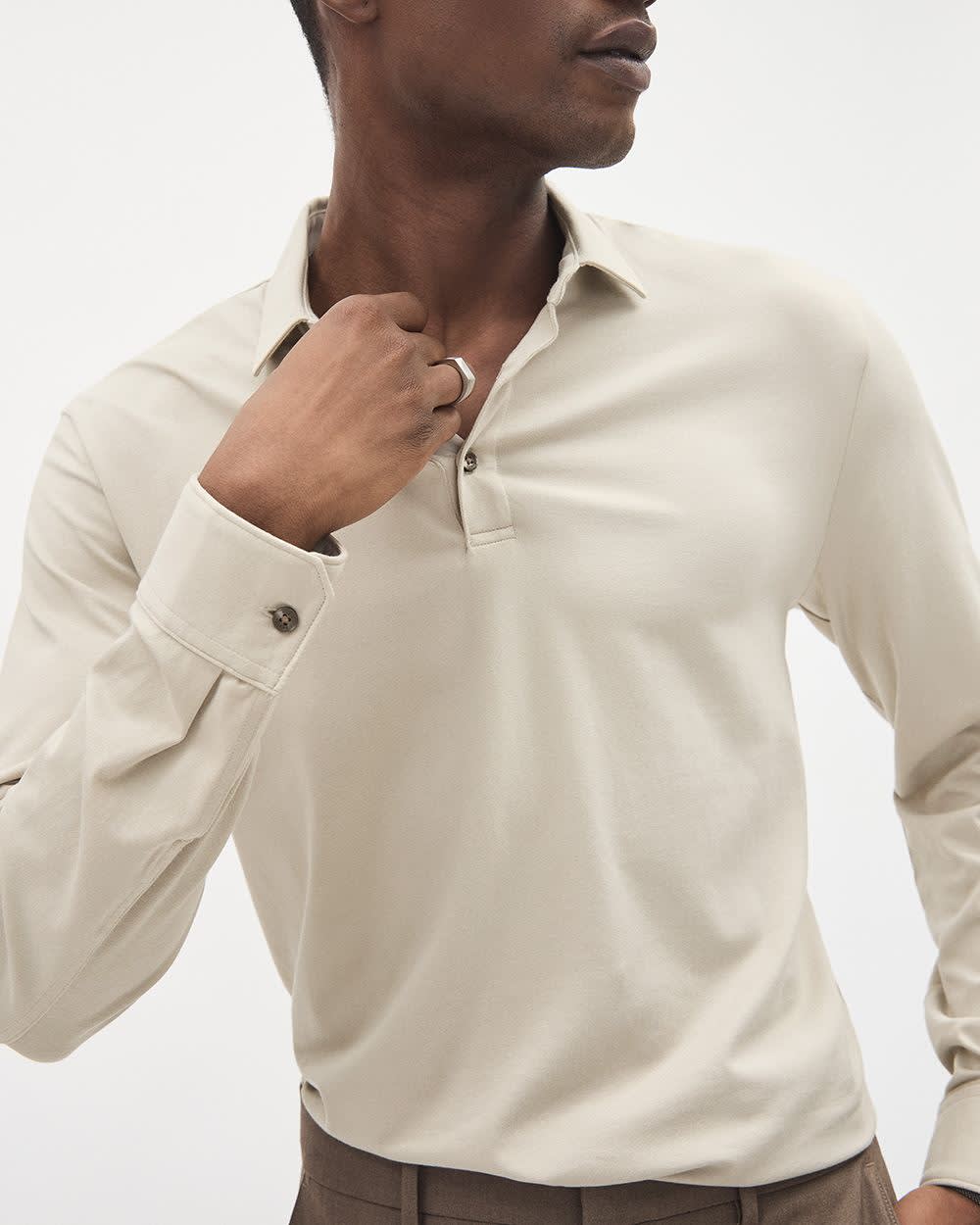 Long-Sleeve Supima (R) Cotton Jersey Polo - Image 9