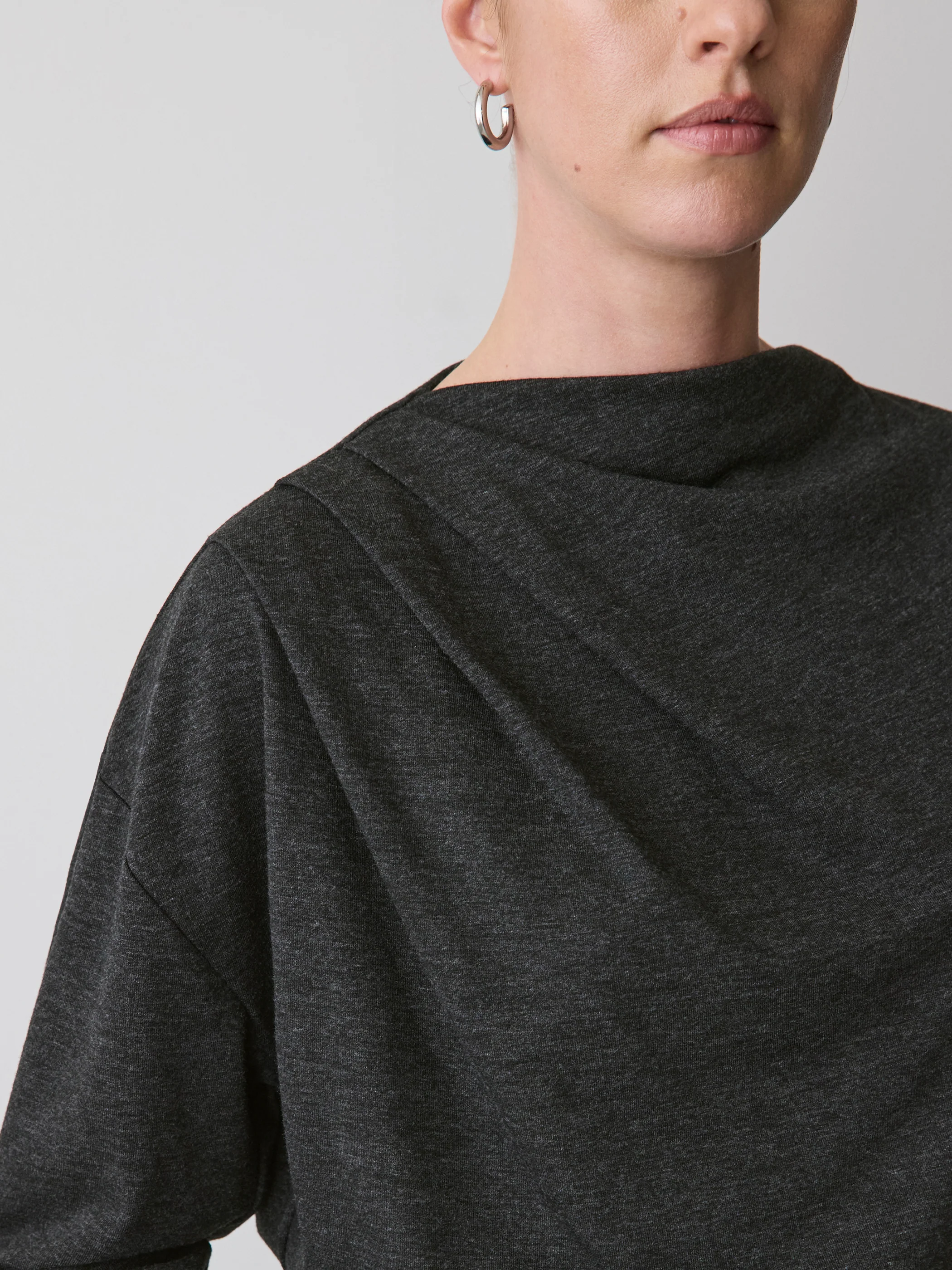 Long-Sleeve Top with Draped Crew Neckline - Image 10