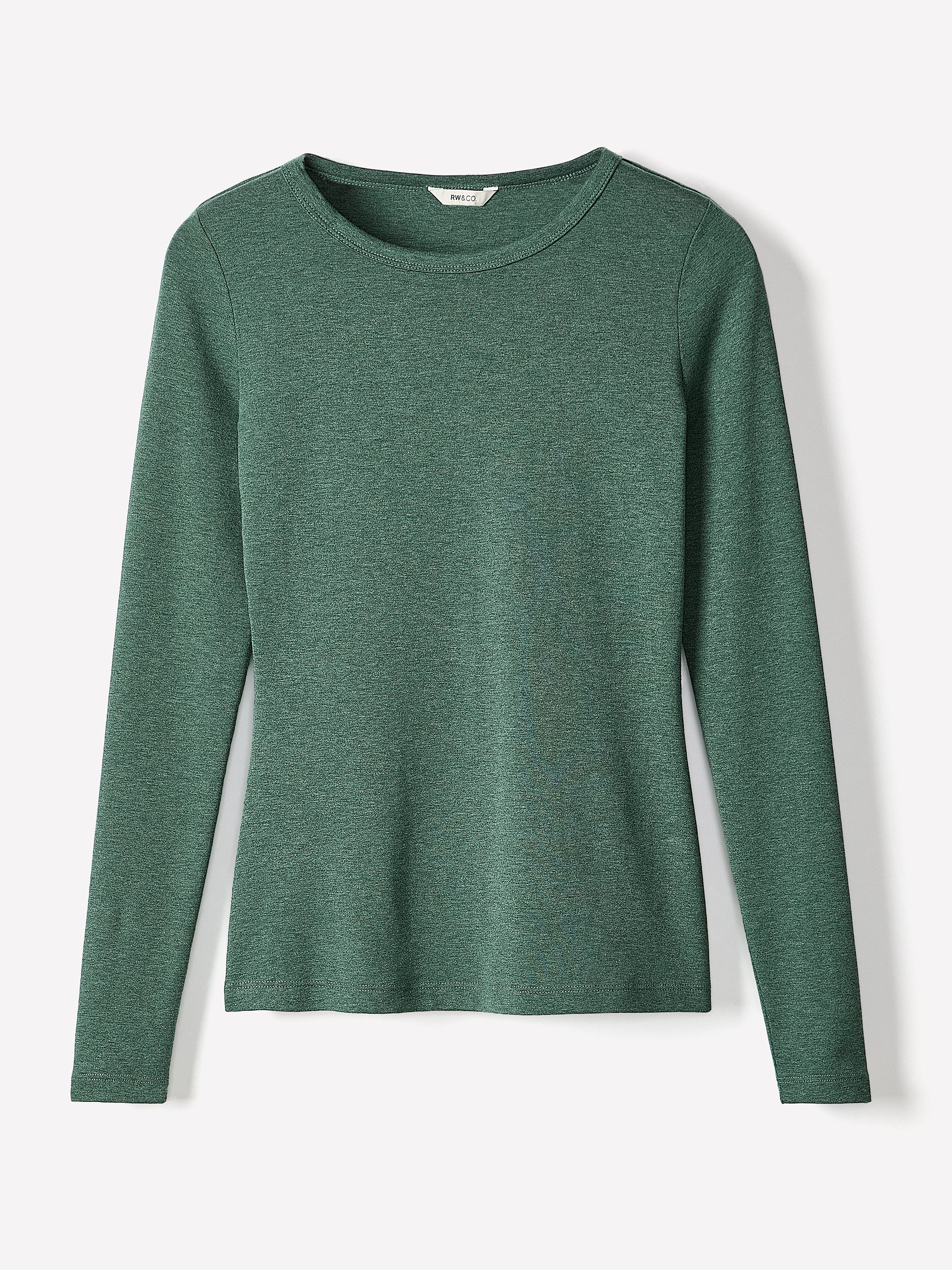 Luxe Knit Long-Sleeve Crew-Neck Fitted Ribbed Tee - Image 15