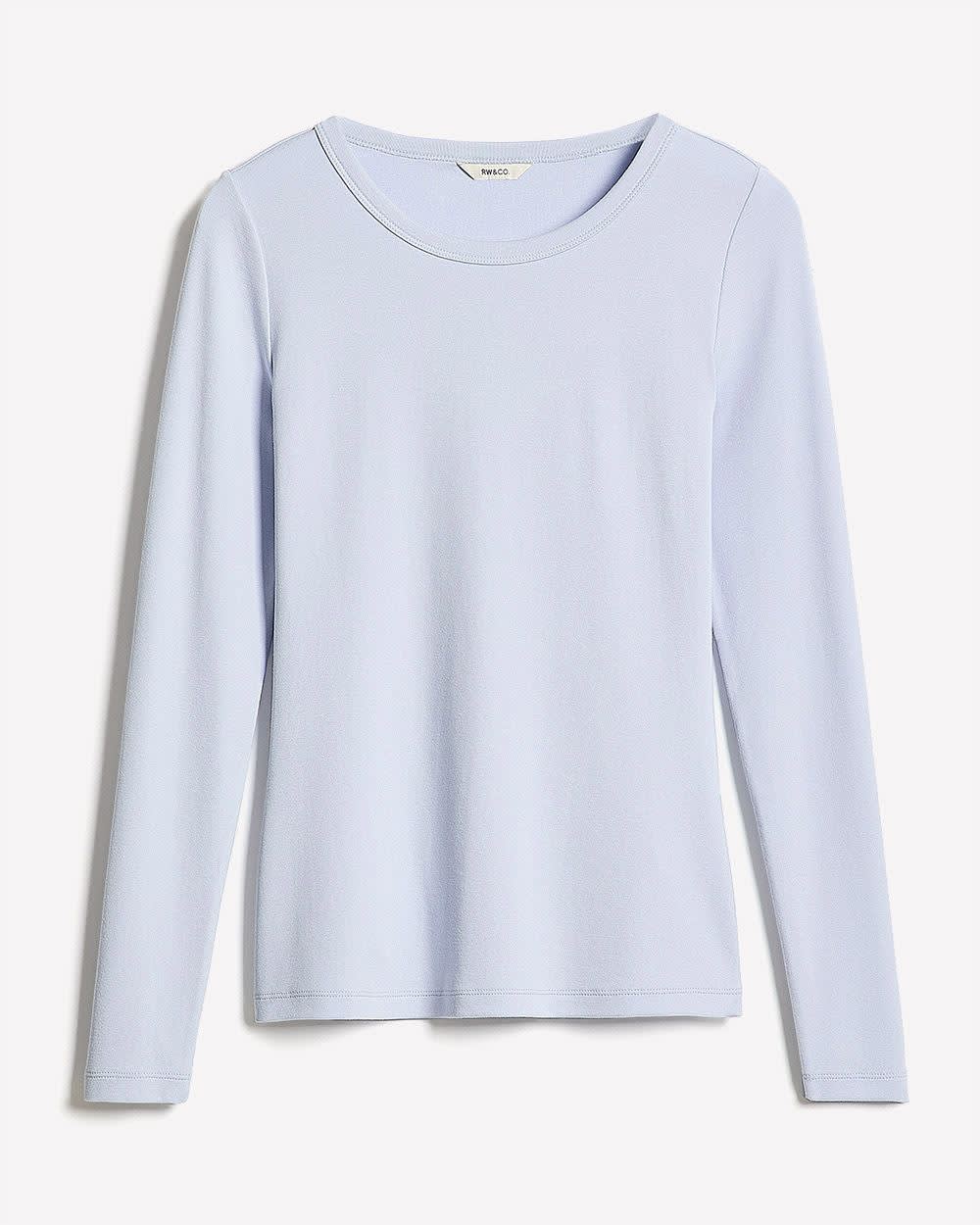 Luxe Knit Long-Sleeve Crew-Neck Fitted Ribbed Tee - Image 24
