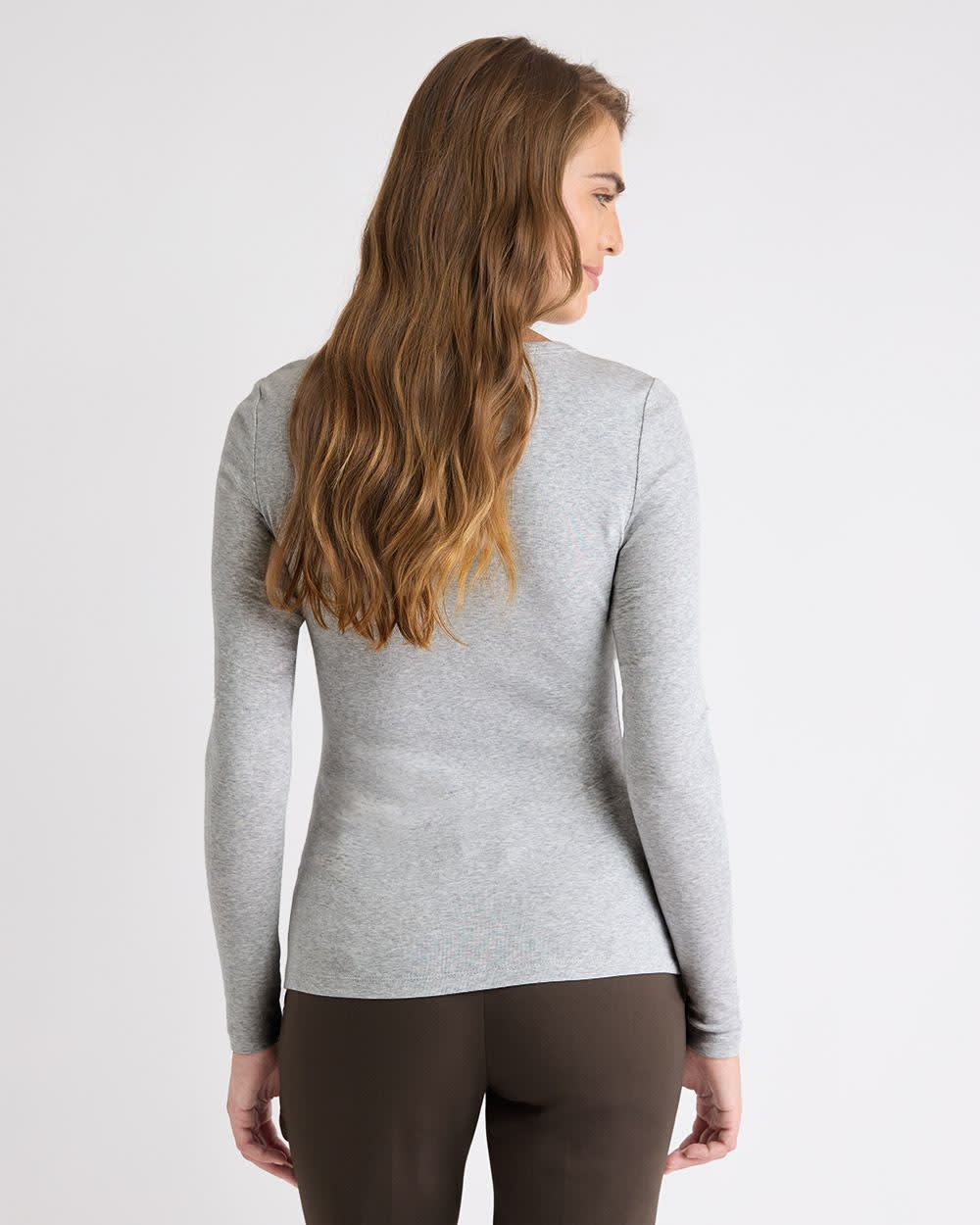 Luxe Knit Long-Sleeve Crew-Neck Fitted Ribbed Tee - Image 33