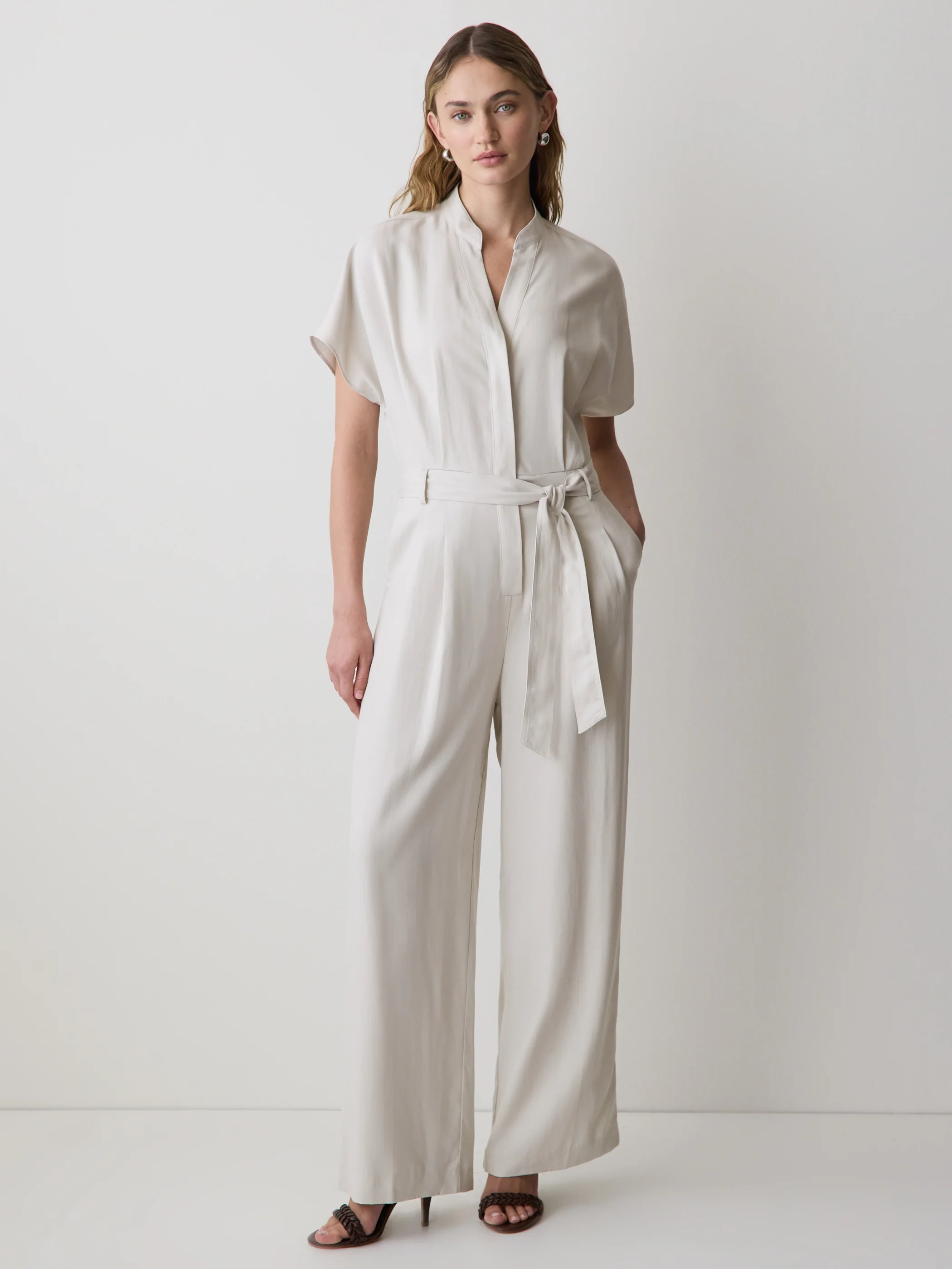 Short-Sleeve Wide-Leg Jumpsuit with Cut-Out Detail - Image 6