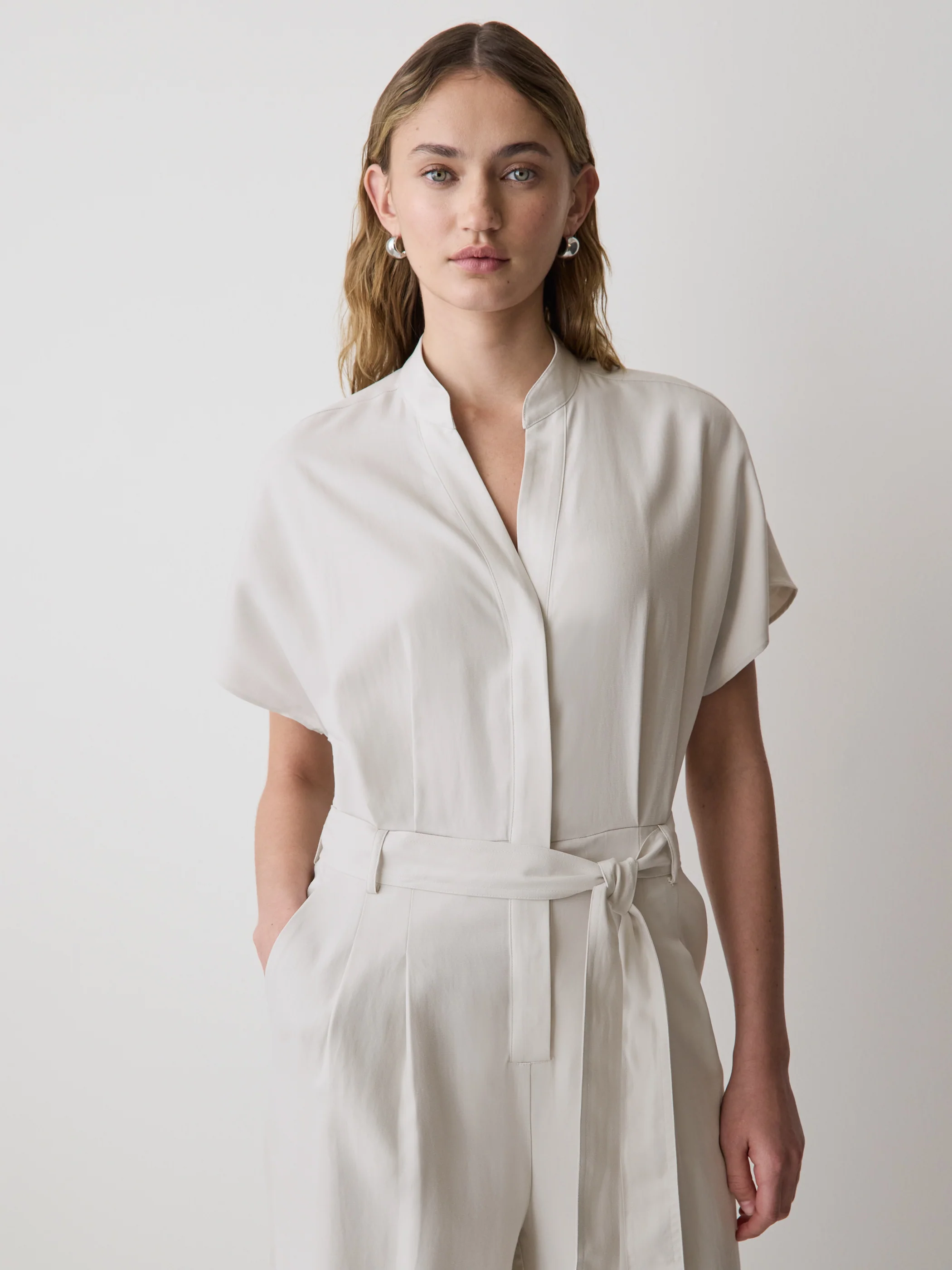 Short-Sleeve Wide-Leg Jumpsuit with Cut-Out Detail - Image 7