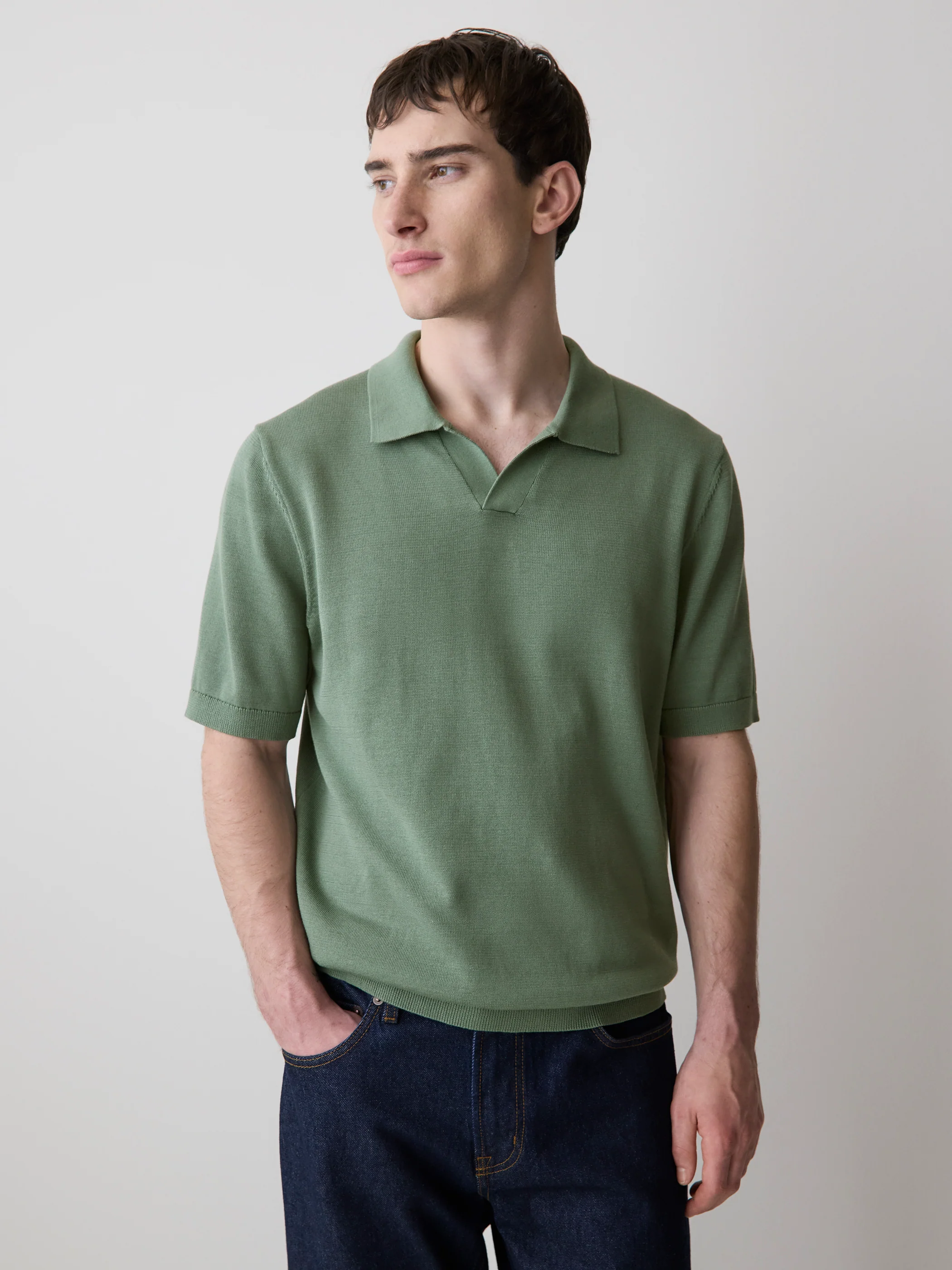 Cotton Short-Sleeve Polo with Johnny Collar - Image 13