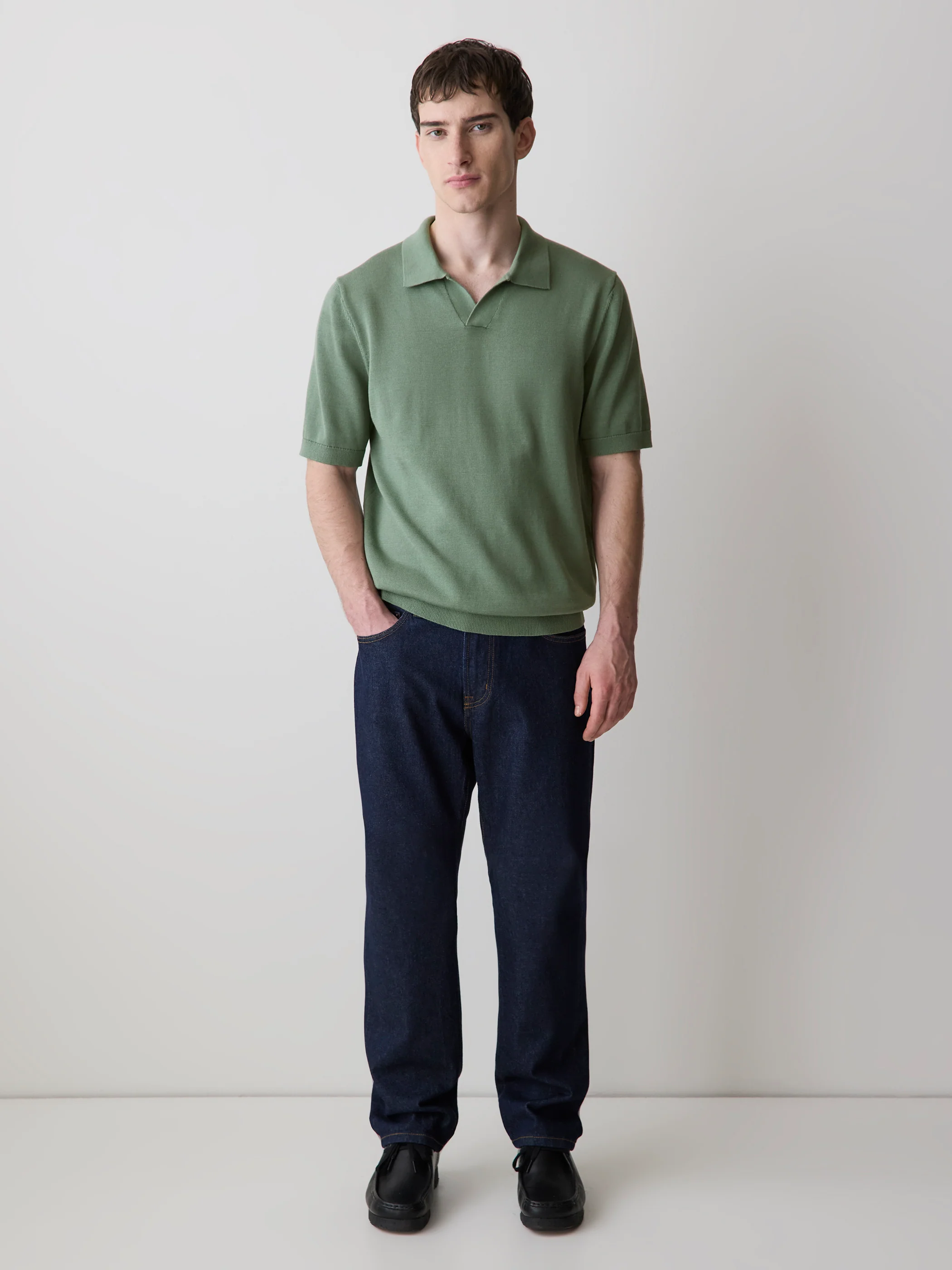 Cotton Short-Sleeve Polo with Johnny Collar - Image 14