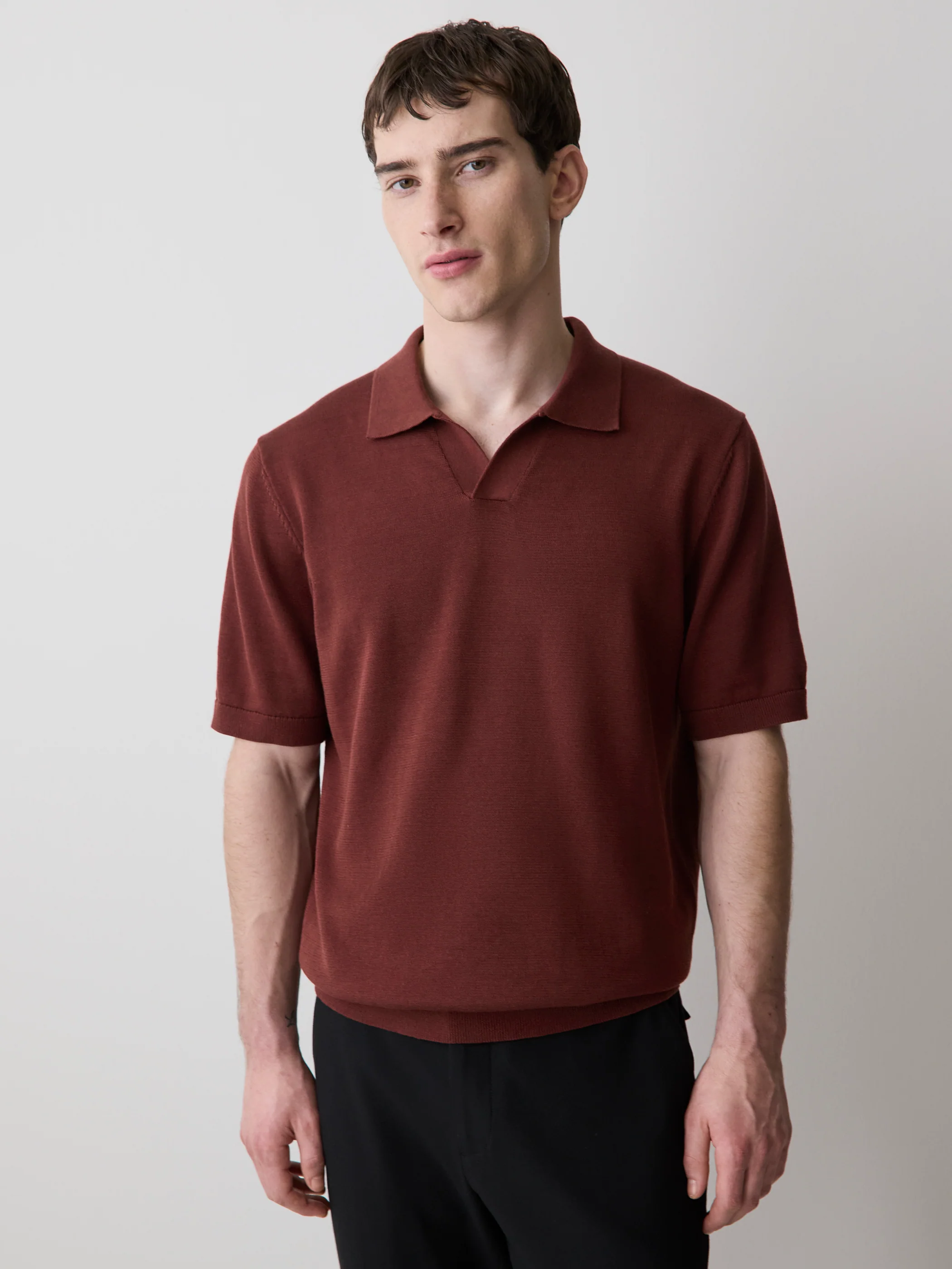 Cotton Short-Sleeve Polo with Johnny Collar - Image 19