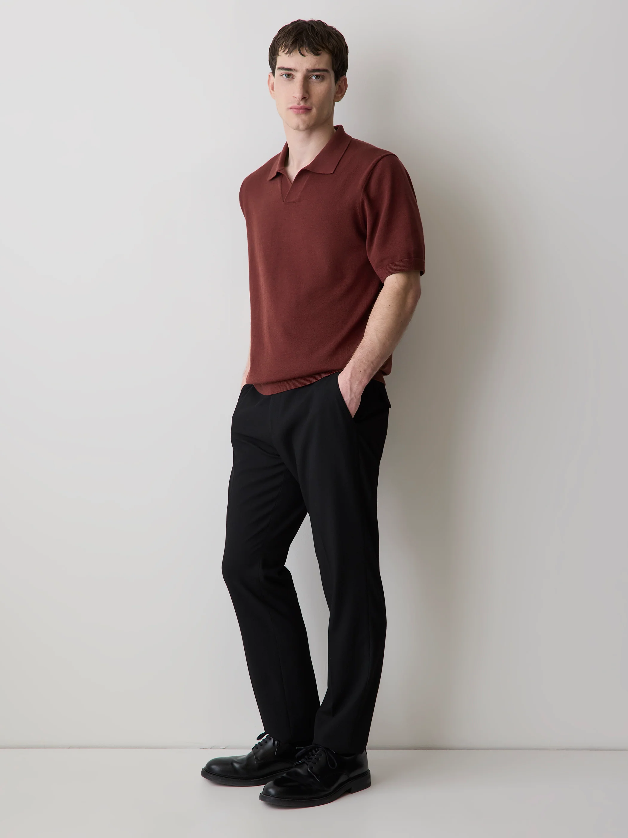 Cotton Short-Sleeve Polo with Johnny Collar - Image 20