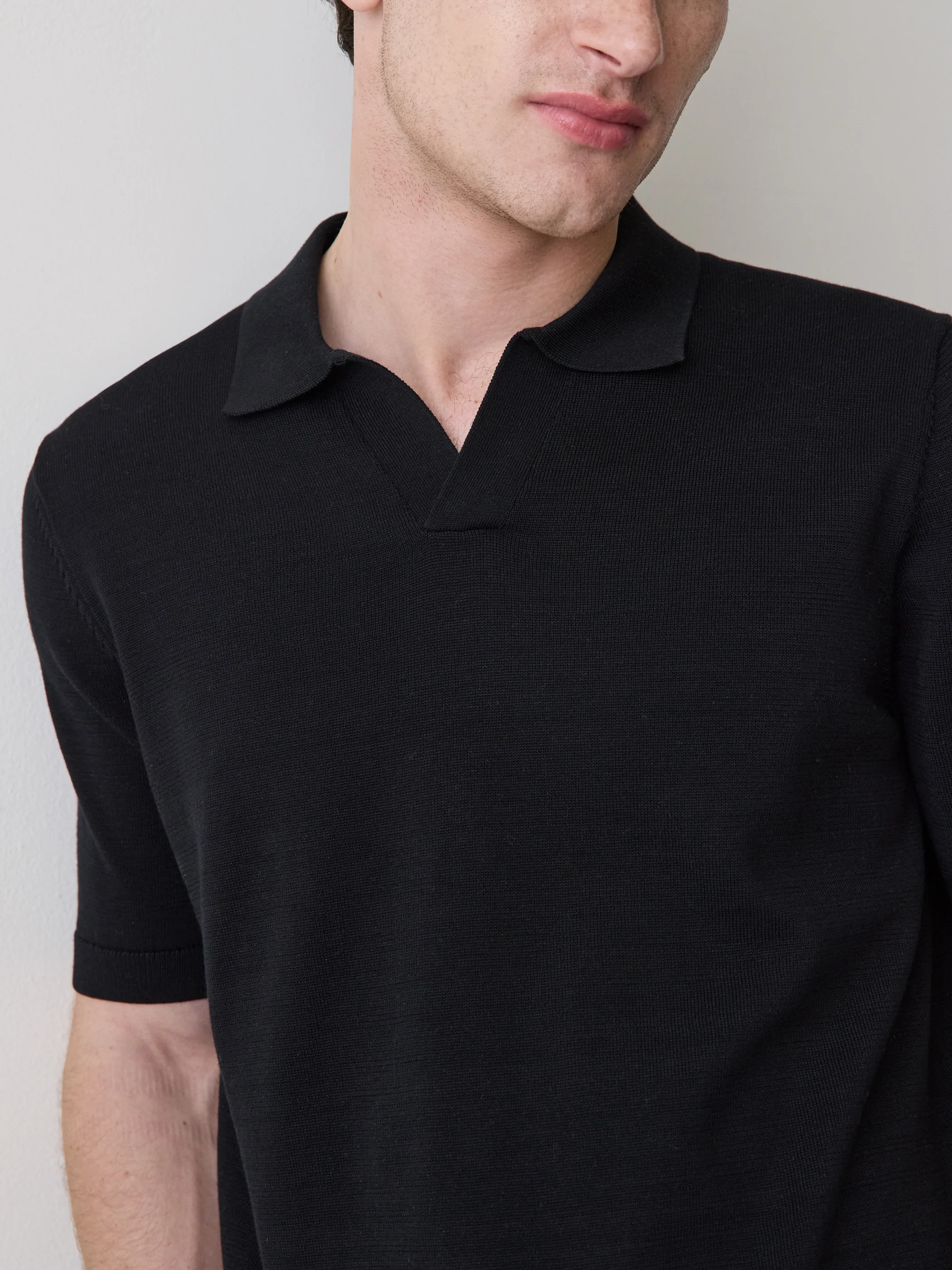 Cotton Short-Sleeve Polo with Johnny Collar - Image 4