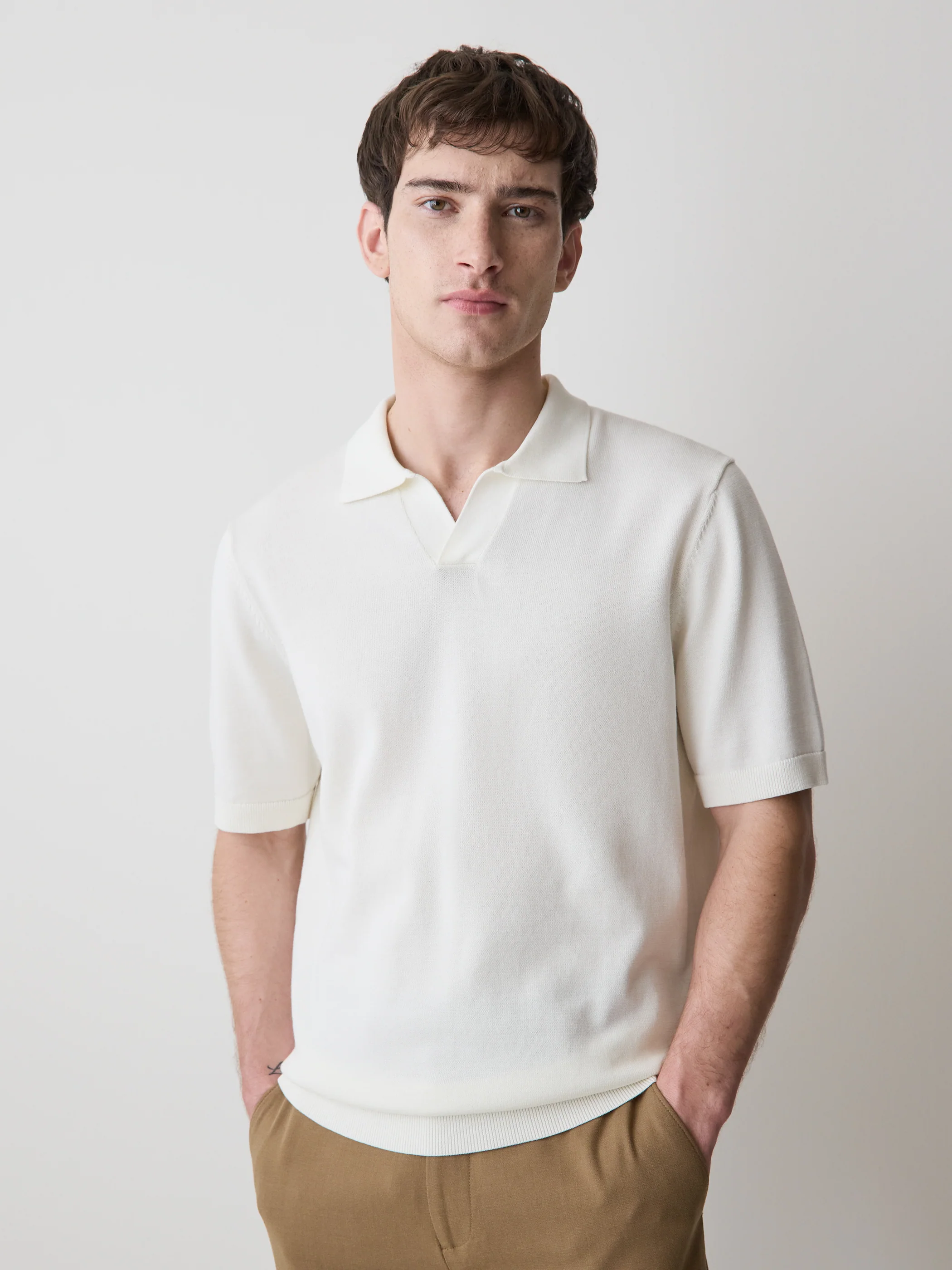 Cotton Short-Sleeve Polo with Johnny Collar - Image 7
