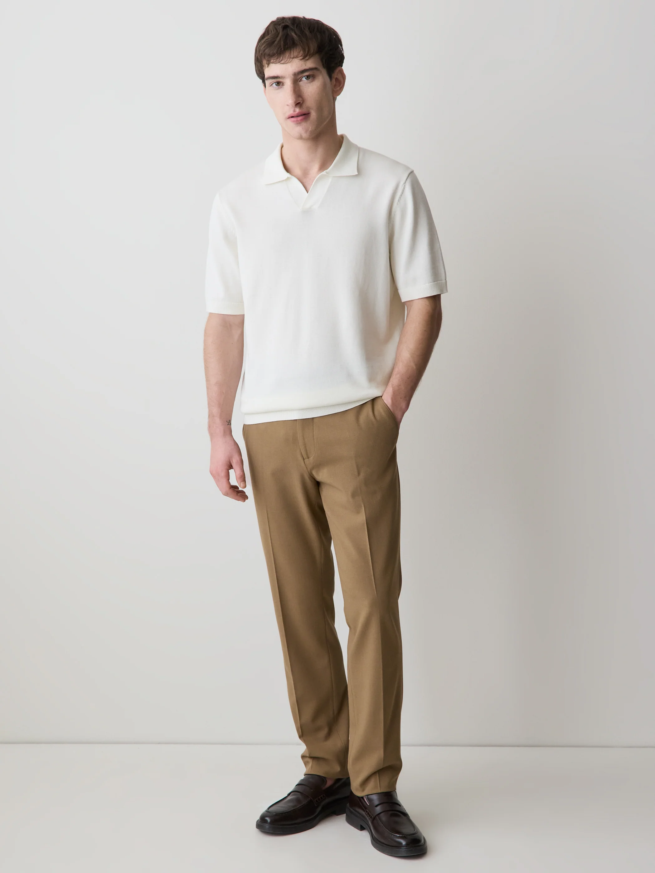 Cotton Short-Sleeve Polo with Johnny Collar - Image 8
