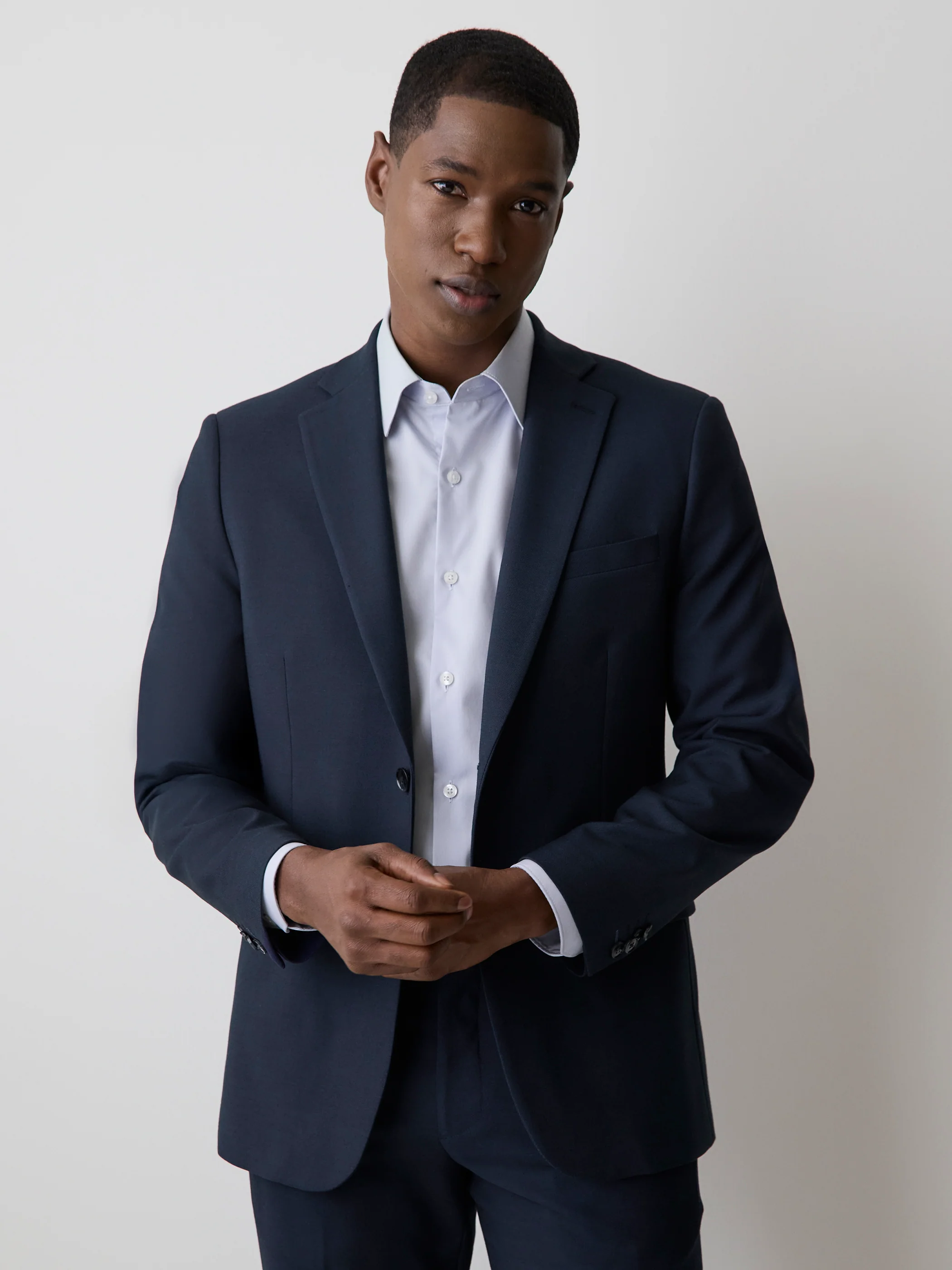 Essential Tailored Fit Navy Bue Suit Blazer - Image 2
