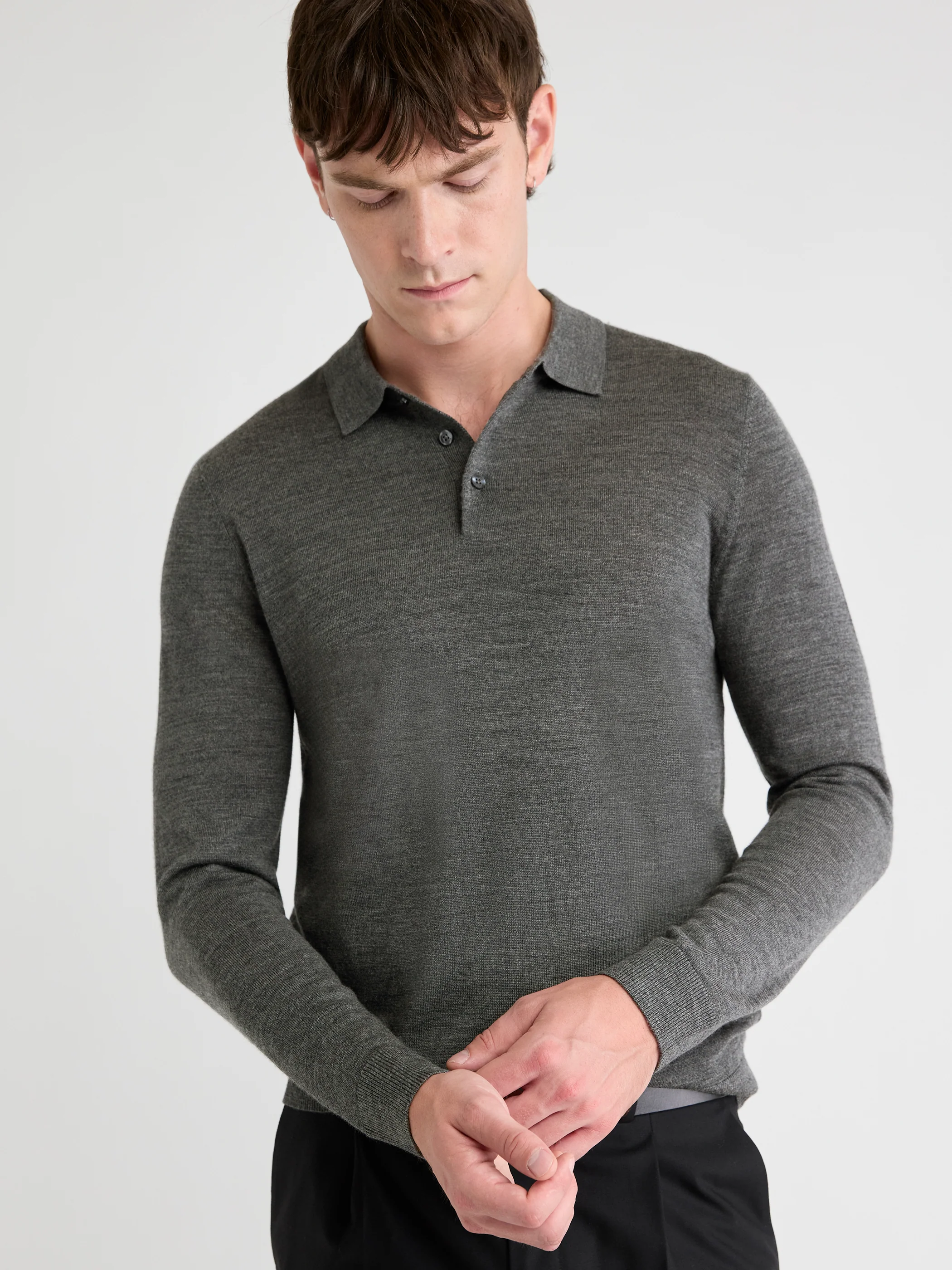 Merino Wool Polo Sweater - Image 13