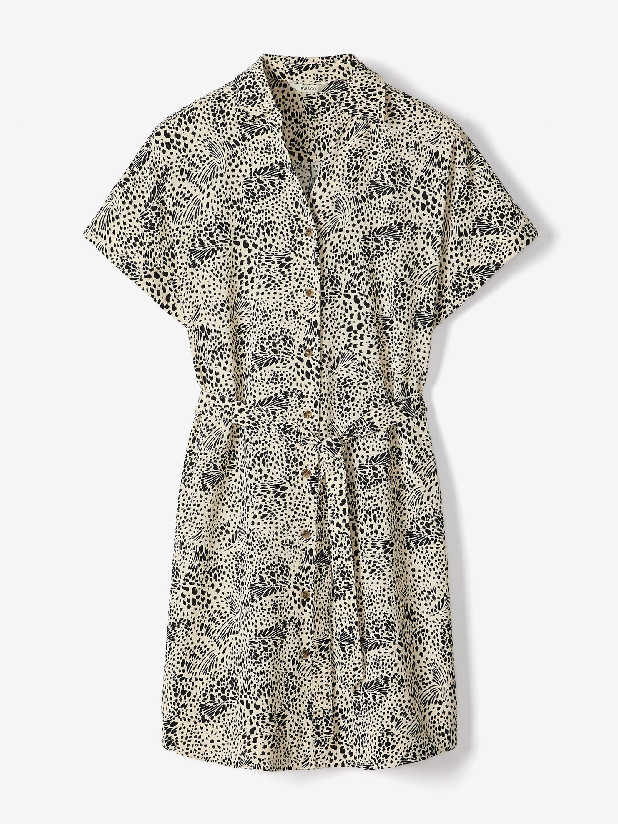 Short-Sleeve Buttoned-Down Midi Dress with Shirt Collar - Image 18