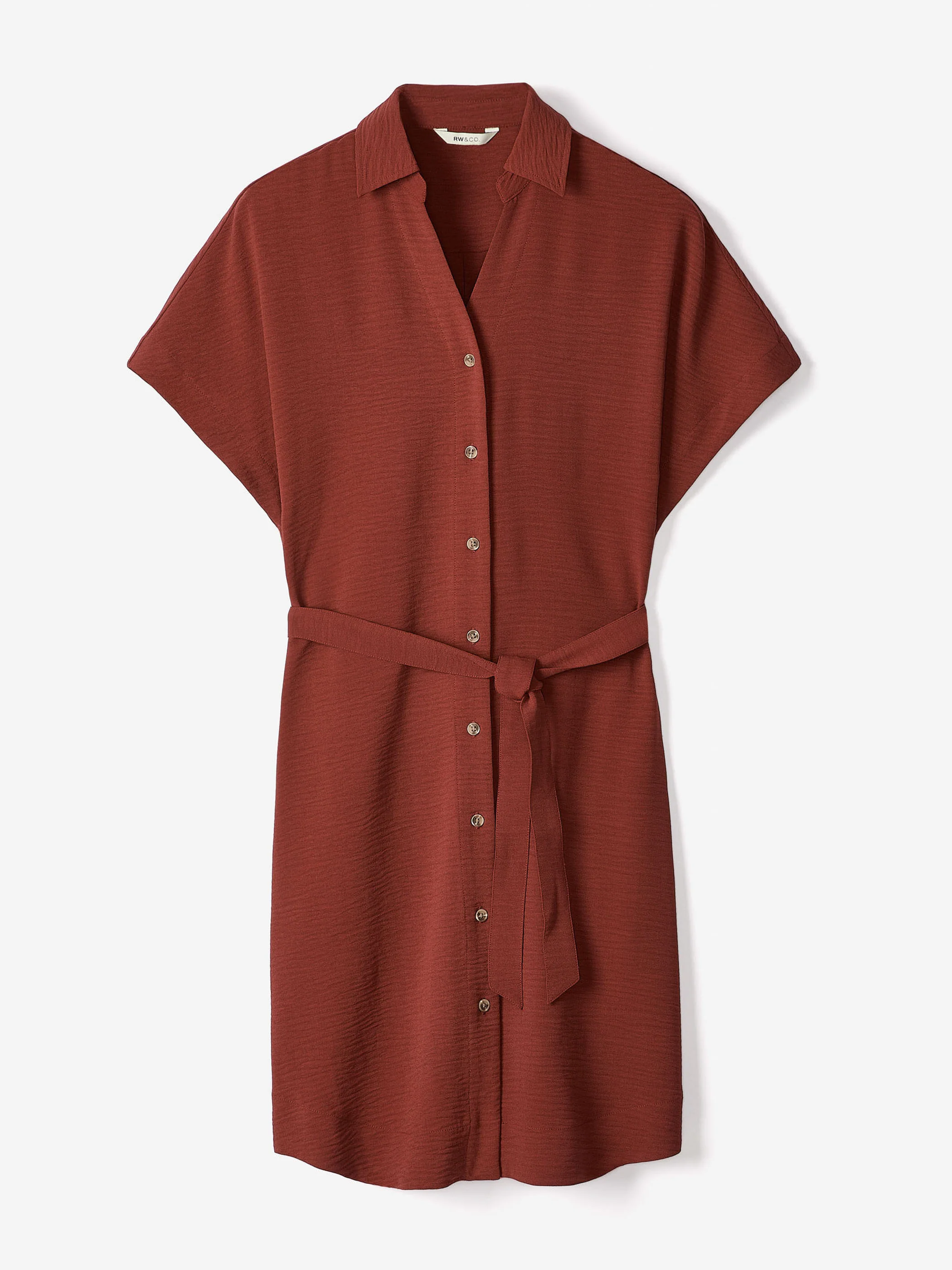 Short-Sleeve Buttoned-Down Midi Dress with Shirt Collar - Image 24