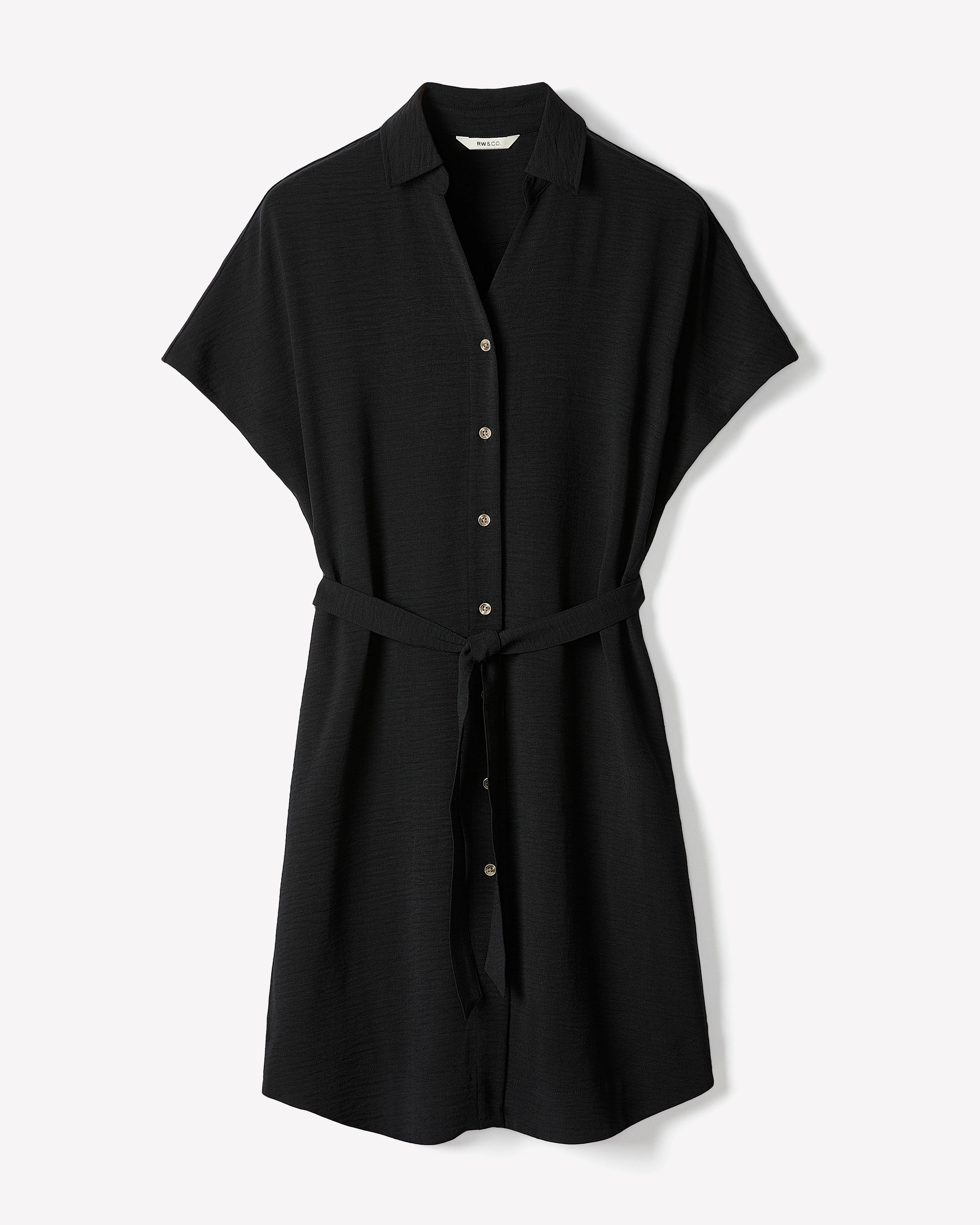 Short-Sleeve Buttoned-Down Midi Dress with Shirt Collar - Image 6