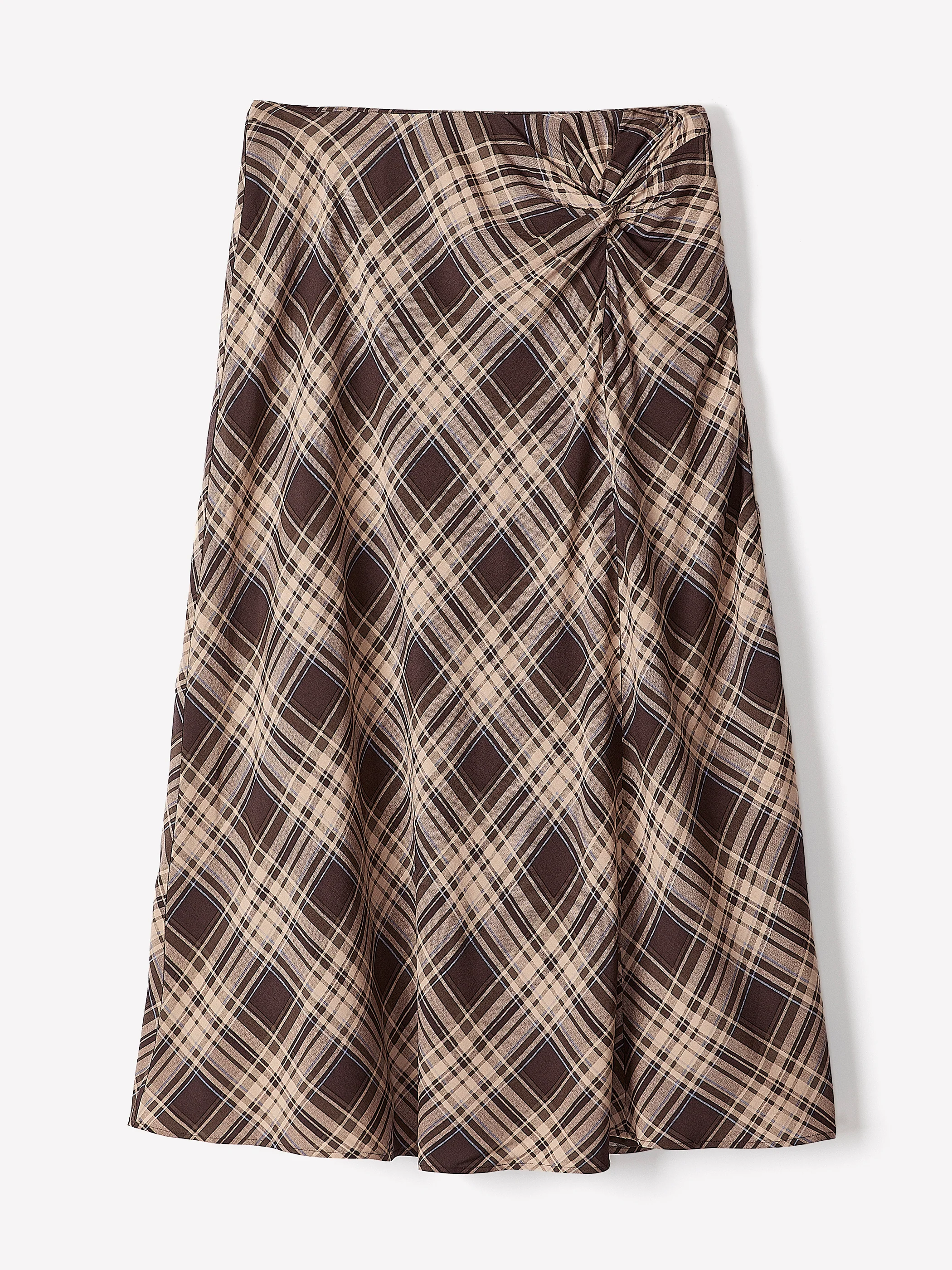 High-Rise A-Line Midi Skirt with Cinched Knotted Detail - Image 7