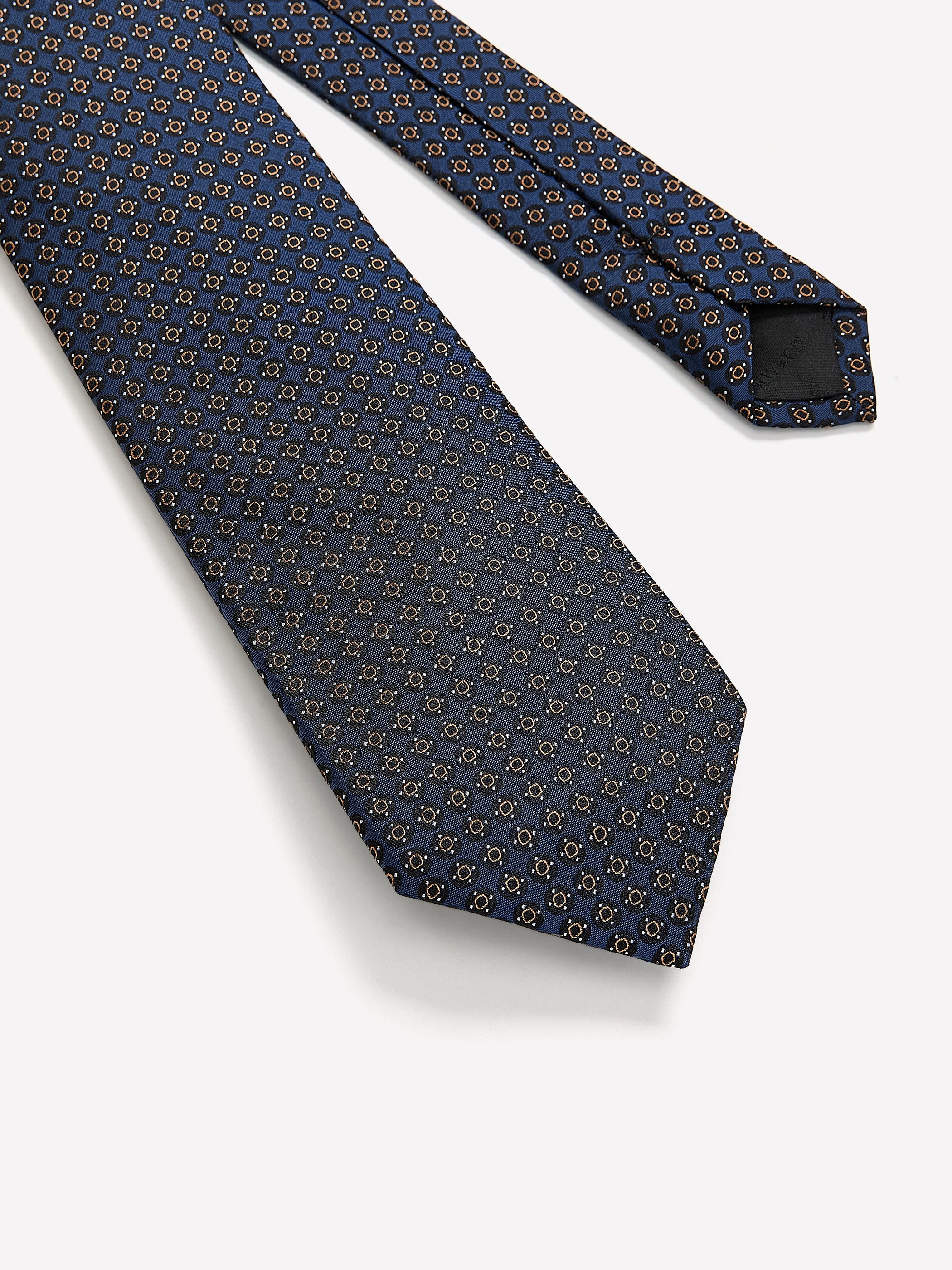 Navy Regular Tie with Geometric Pattern - Image 2