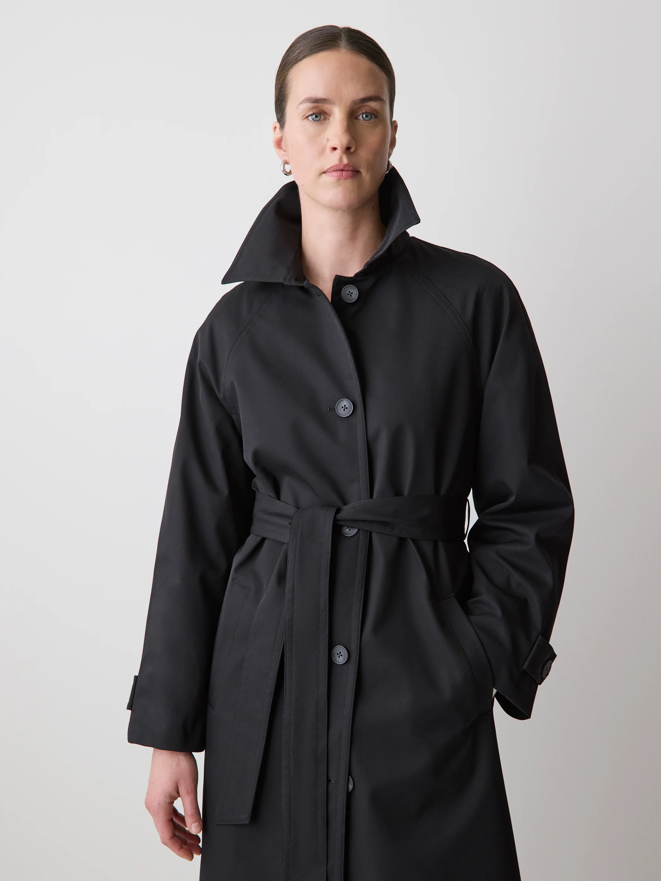 Twill Trench Coat with Removable Belt - Image 3