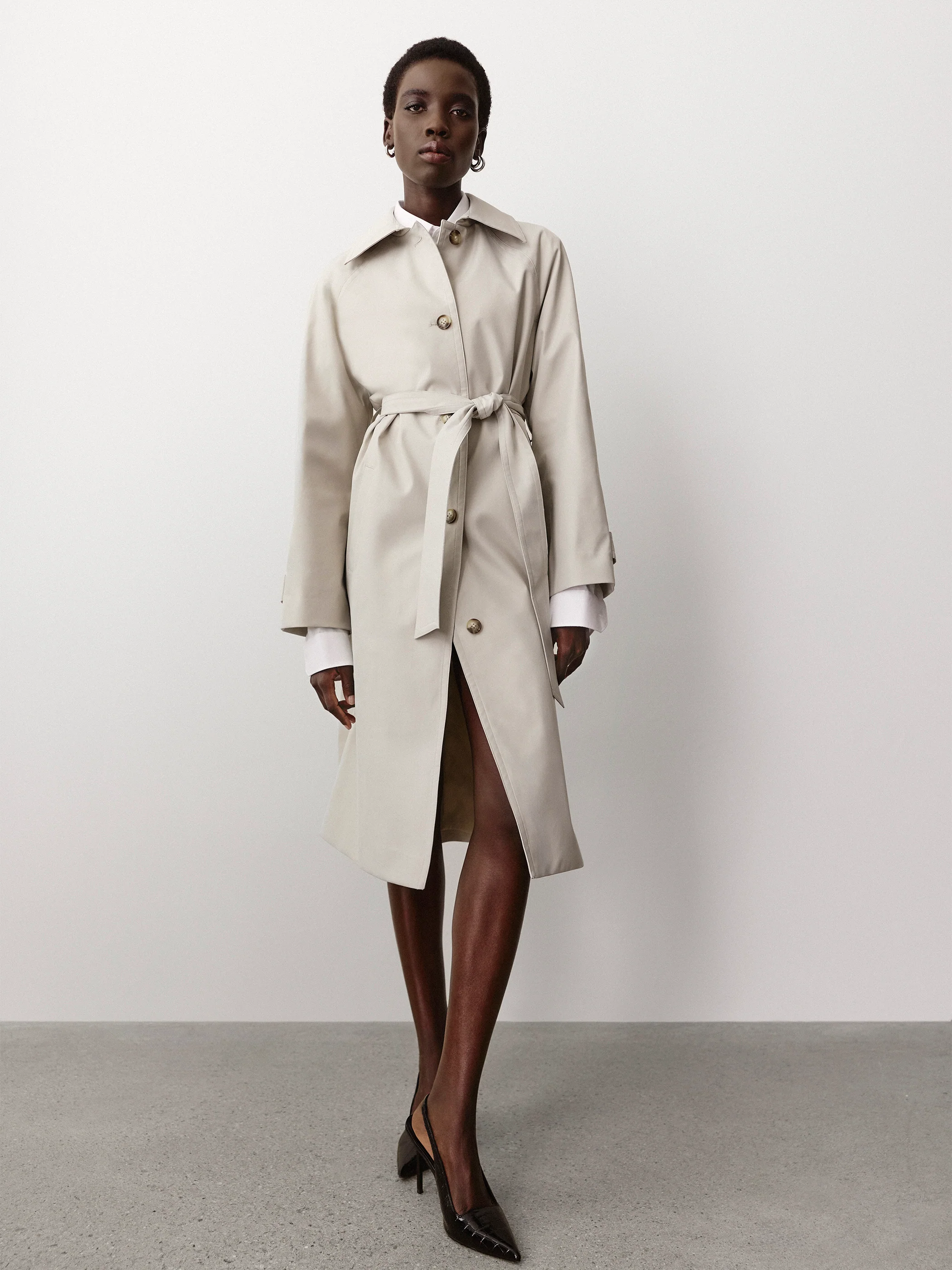 Twill Trench Coat with Removable Belt - Image 6
